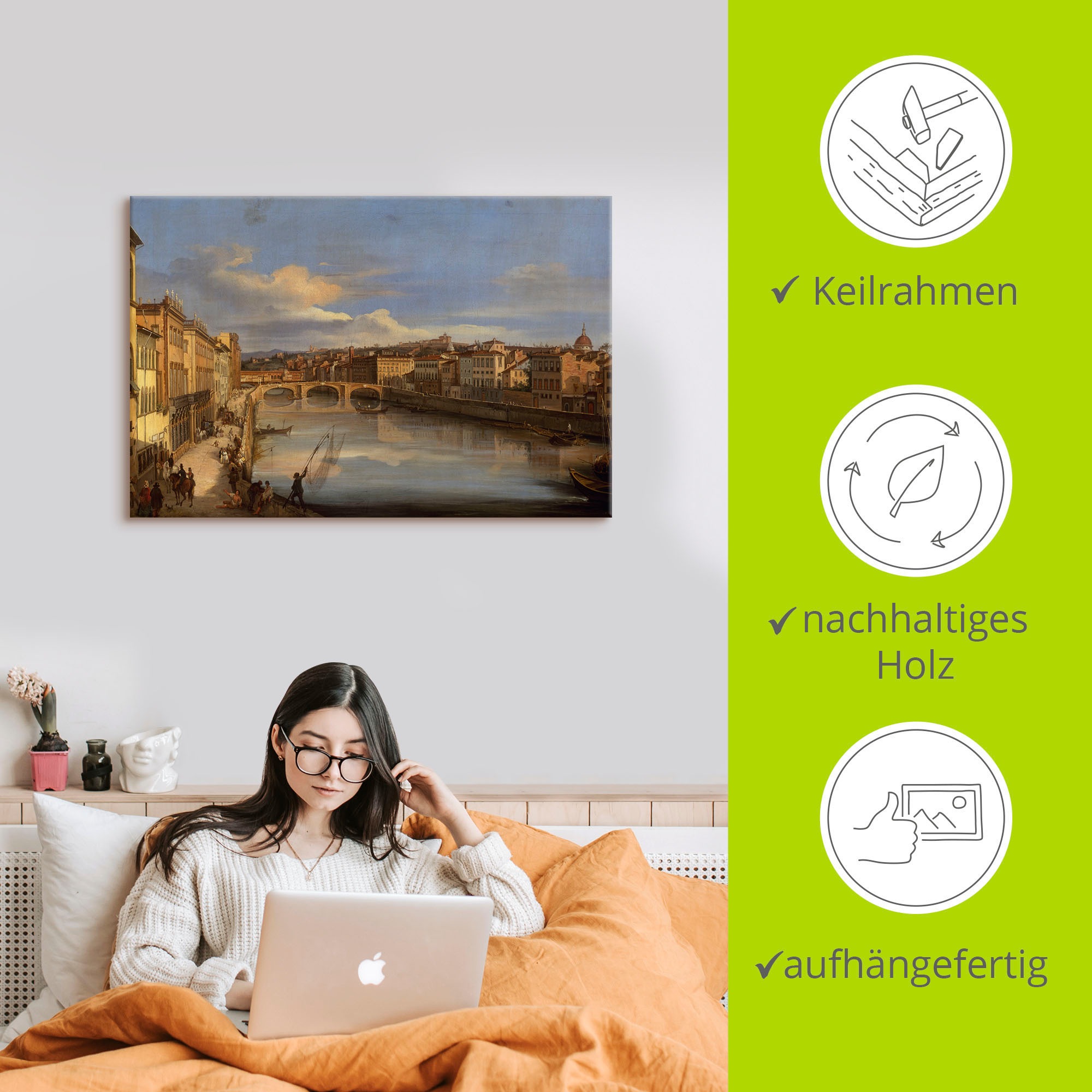 Artland Wandbild »Ein Blick auf den Arno«, Florenz, (1 St.), als Leinwandbild, Poster, Wandaufkleber in verschied. Größen