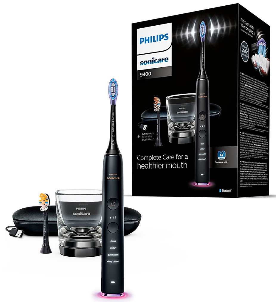 Philips Sonicare Elektrische Zahnbürste »DiamondClean 9400, HX9917«, 2 St. Aufsteckbürsten, mit integriertem Drücksensor, 4 Putzprogramme und 3 Intensitätsstufen