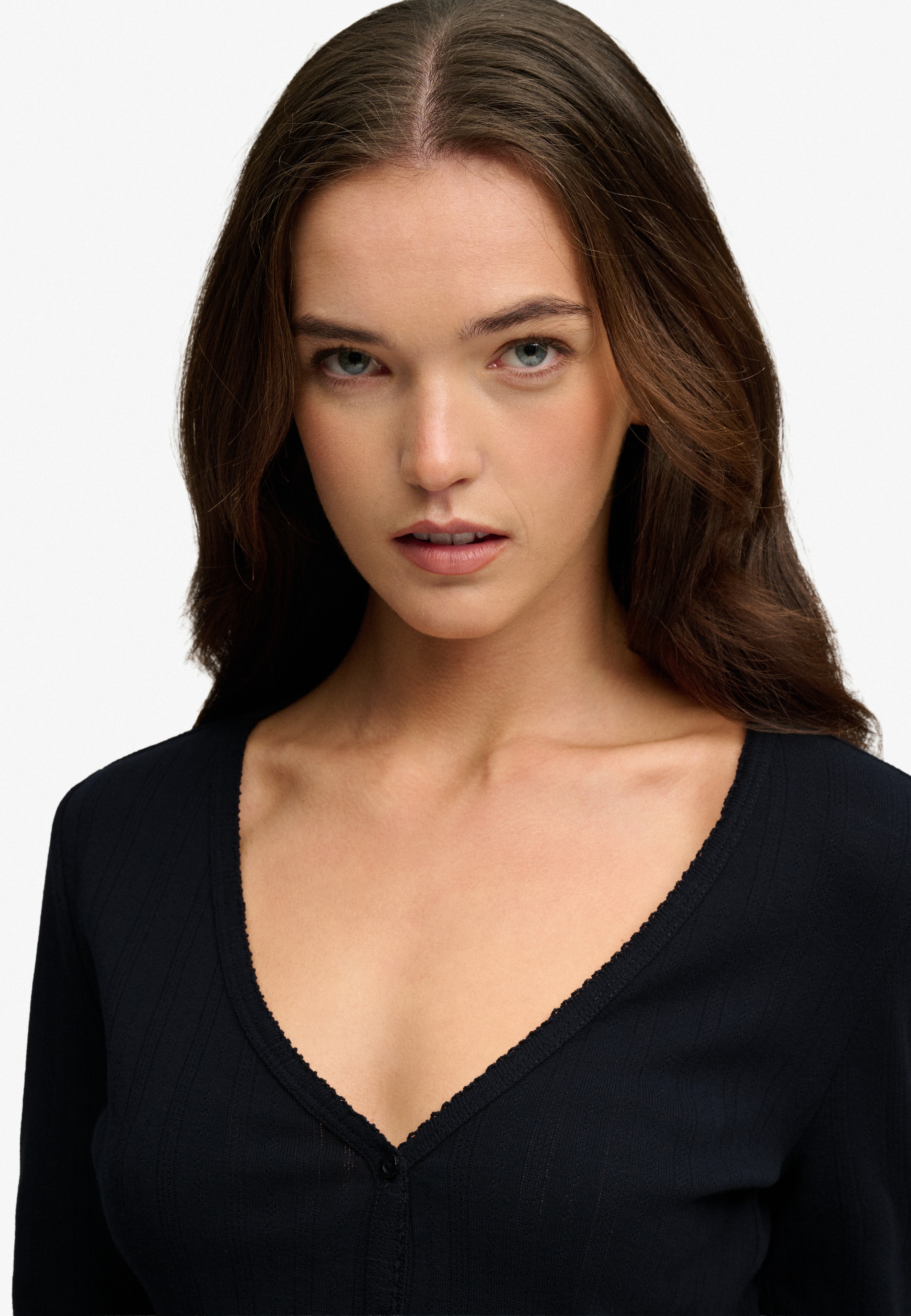 Superdry Cardigan »ATH ESS POINTELLE CARDIGAN« Pointelle Muster, Baumwolle, Jerseyqualität, skinny fit