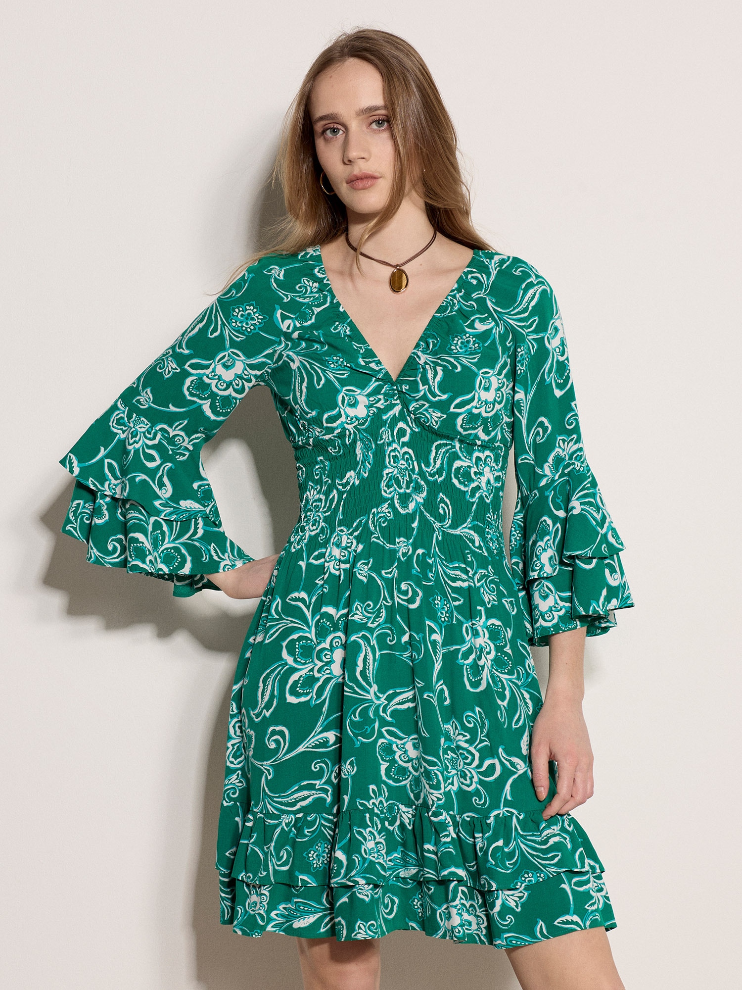 Apricot Minikleid »Minikleid« mit Trompetenärmeln