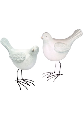 Weihnachtsfigur »Vogel aus Terrakotta mit Glitzer, 2er Set, weiß, Höhe ca. 18 cm«