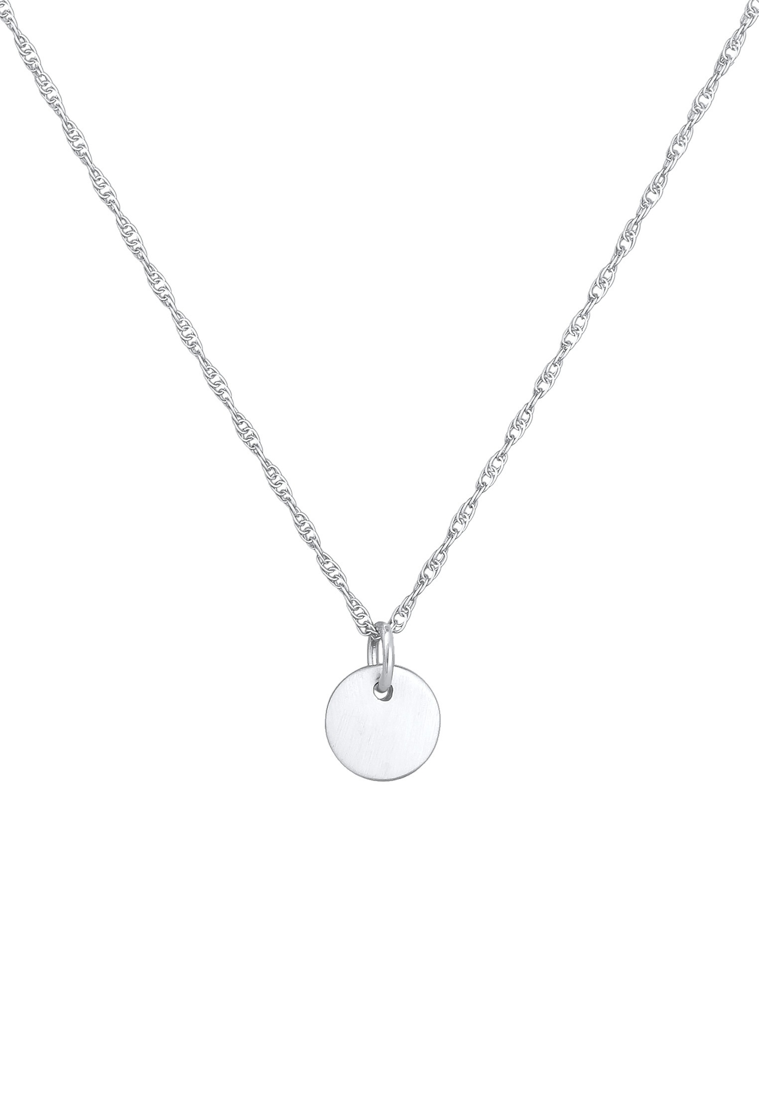Elli Kette mit Anhänger »Halskette Plättchen Rund Gedrehte Kette 925 Silber«