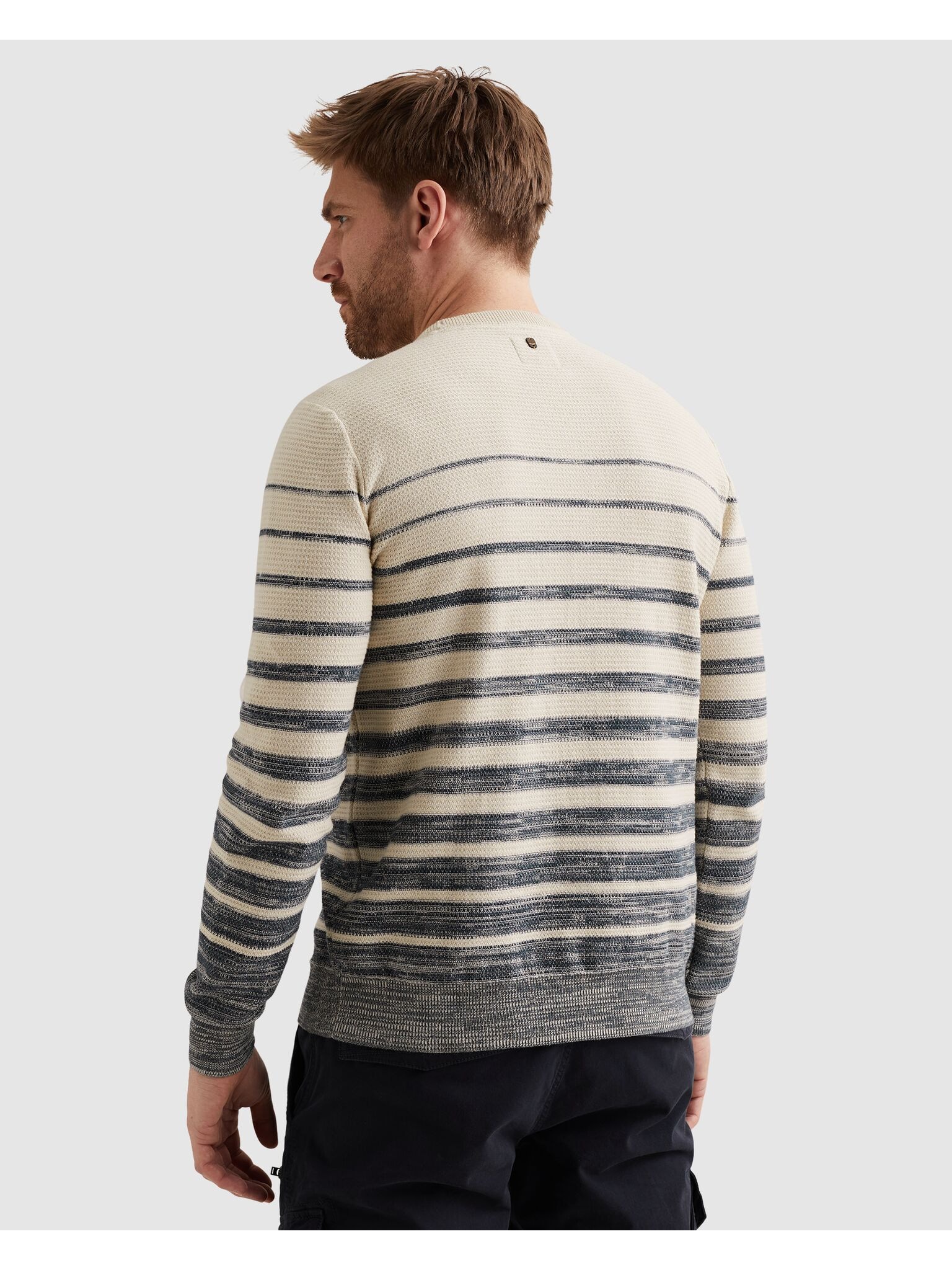 PME LEGEND Strickpullover »RH Pullover structured stripe« mit Logo Stickerei