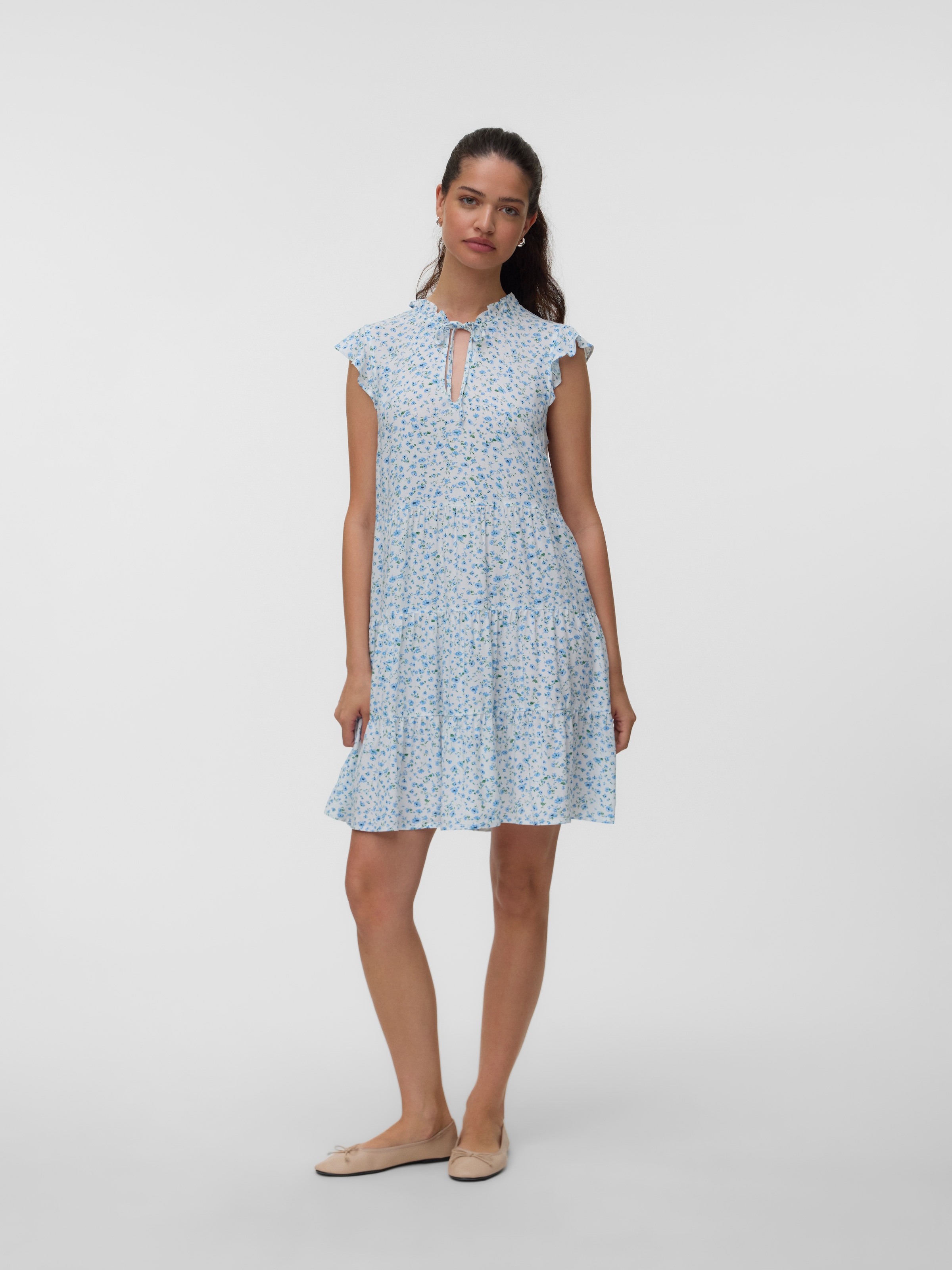 Vero Moda Minikleid »VMALBA SS SHORT TIE DRESS WVN NOOS« Viskose
