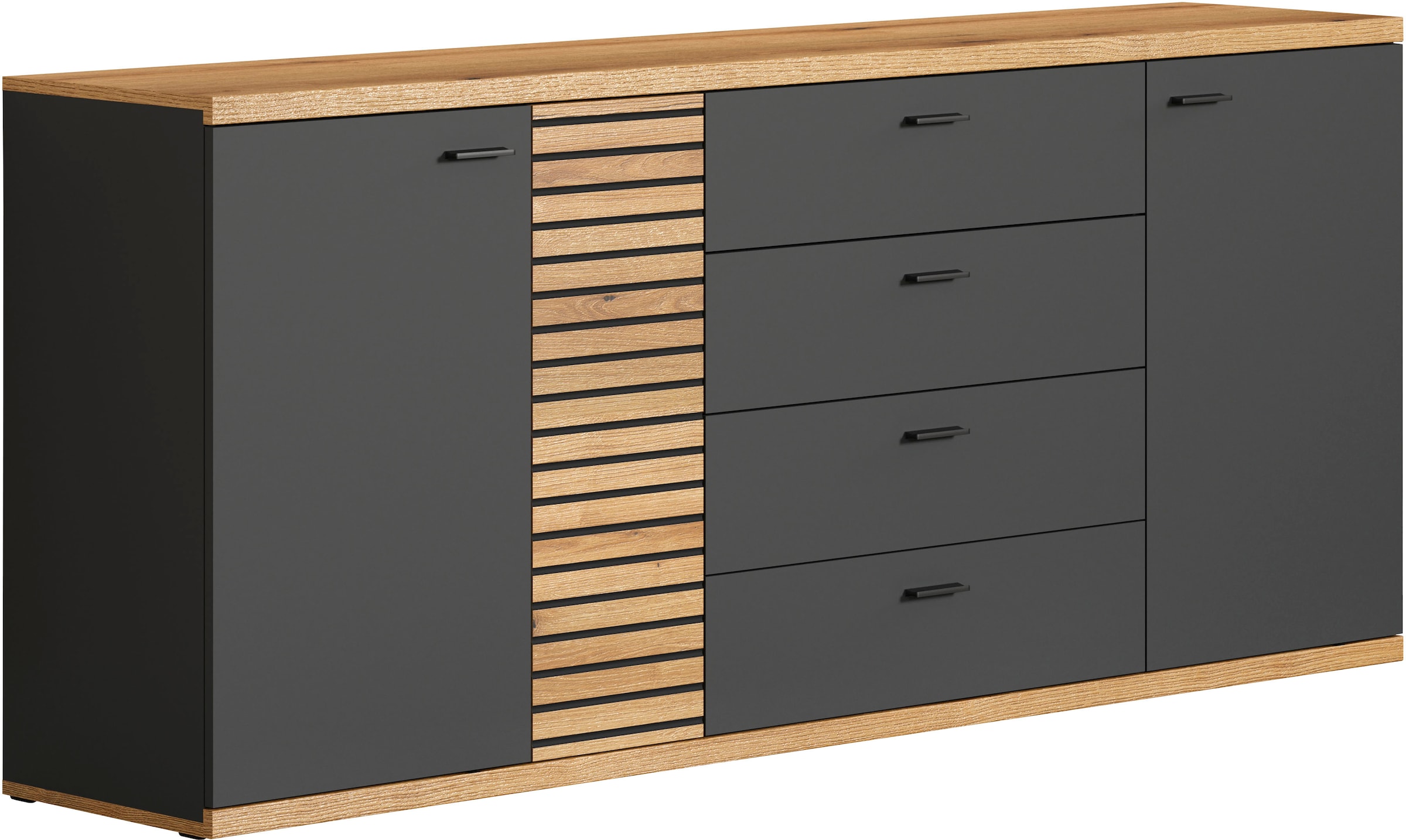 INOSIGN Sideboard »Galway«, Kommode mit angesagter Rillenoptik und Soft-Close - 186/42/85 cm
