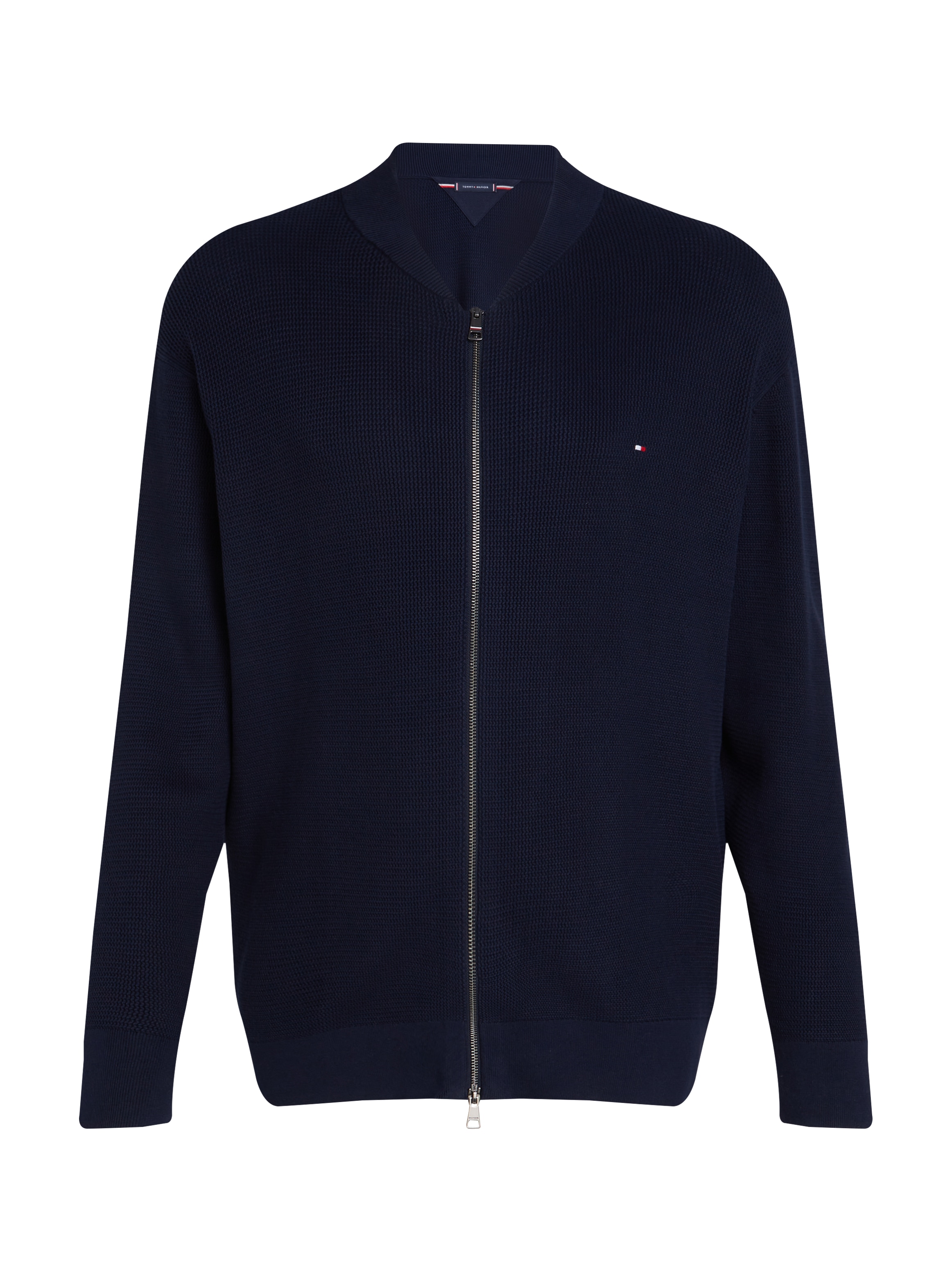 Tommy Hilfiger Big & Tall Strickjacke »BT-RACKING STRUCTURE BASEBALL-B«, Große Größen, mit feiner Struktur