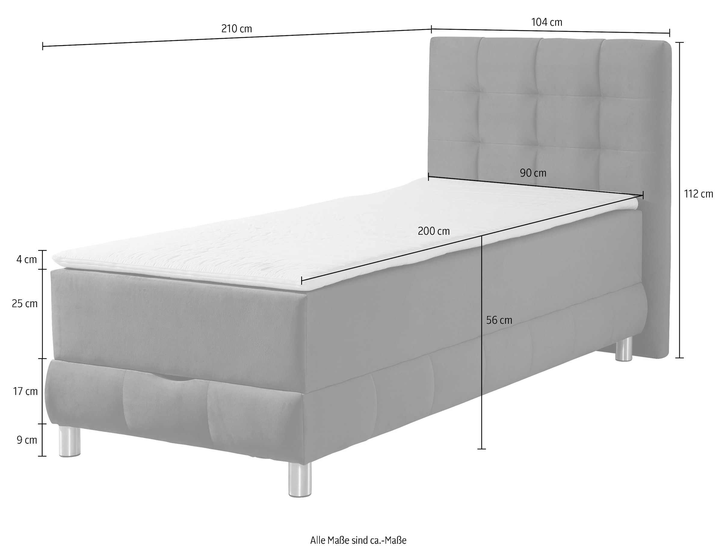 INOSIGN Boxbett Vaasa, mit Bettkasten & Topper, in 4 Breiten, Überlänge 220 cm