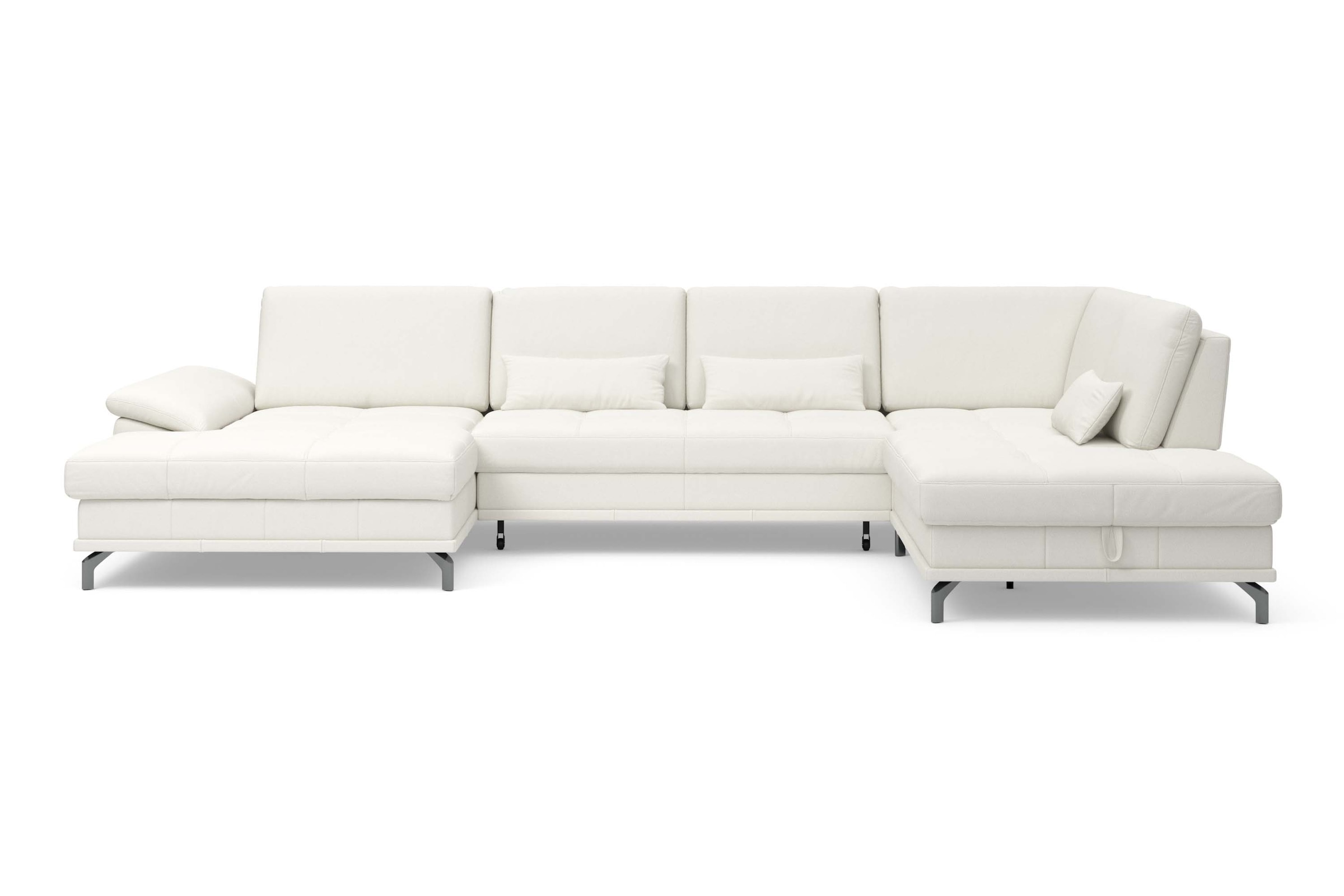 Places of Style Wohnlandschaft »Costello U-Form, mit Sitztiefenverstellung, Armteilverstellung und«, 3 Nierenkissen, optional Bettfunktion und Bettkasten