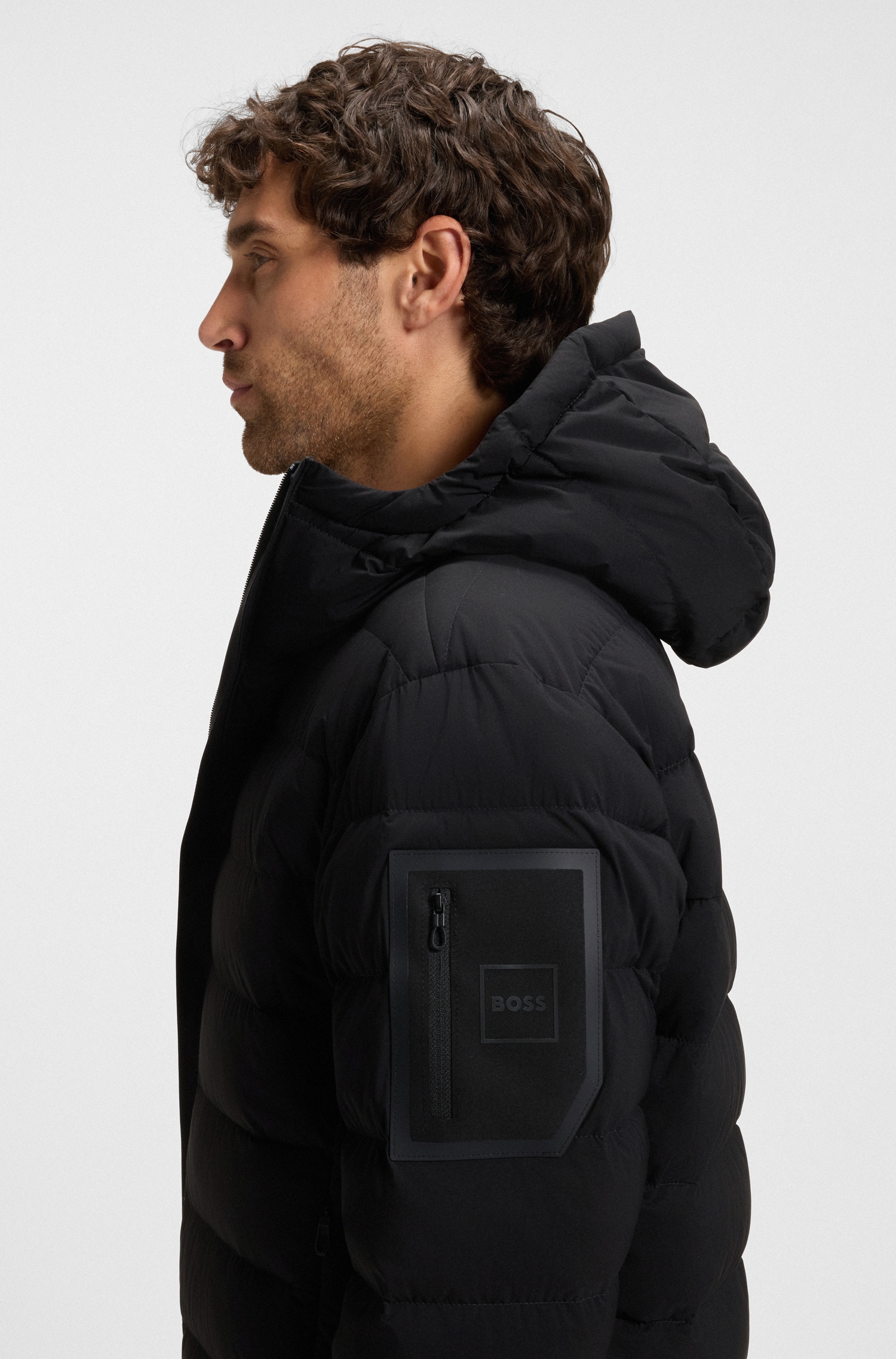 BOSS GREEN Steppjacke »OW Riplite JT HD« mit Kapuze abenehmbare Kapuze wasserabweisend regular fit, 4-Wege Stretch