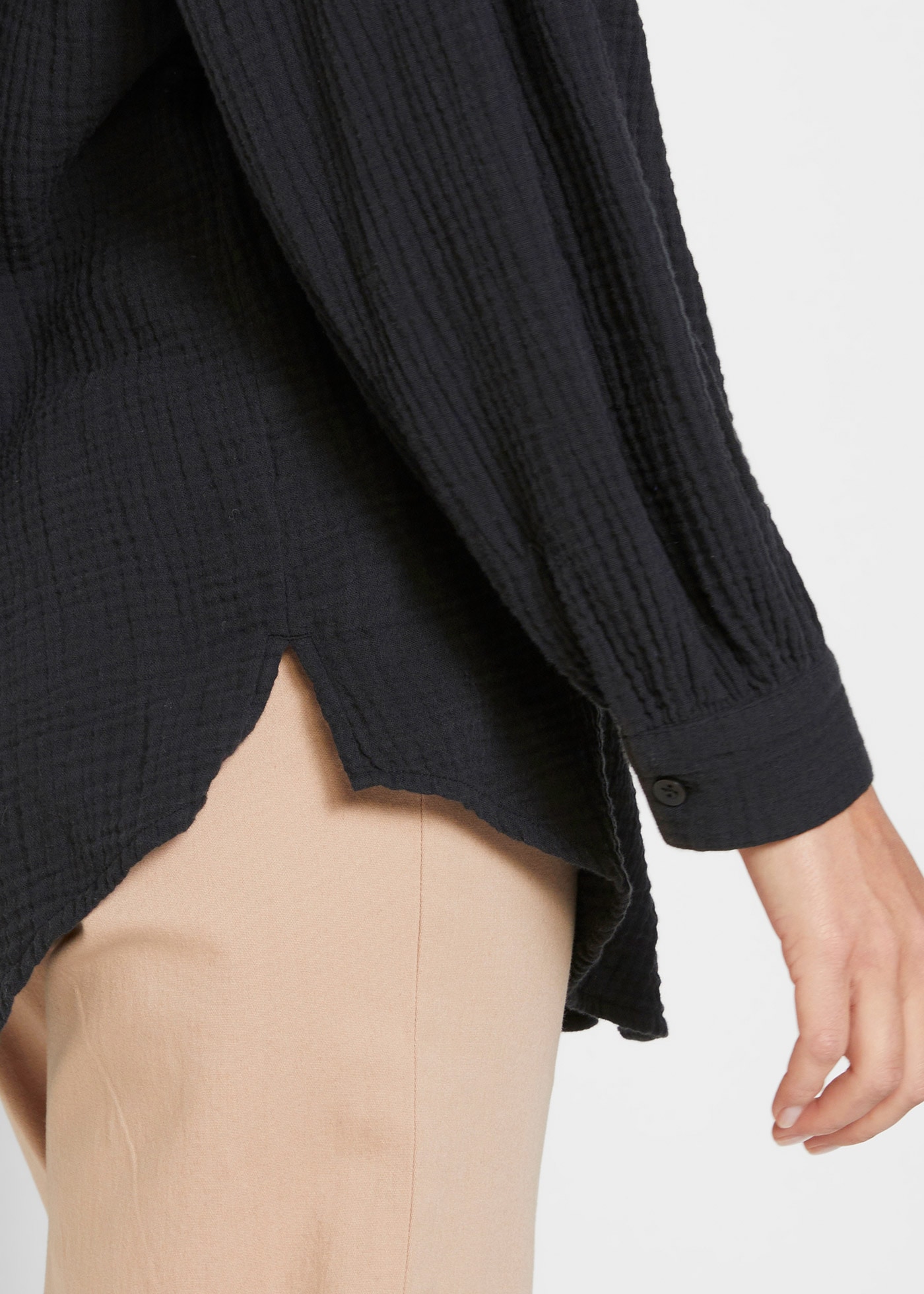 bonprix Langarmbluse »Musselin-Longbluse aus Baumwolle« Oversize-Passform, mit Seitenschlitzen, aus Musselin