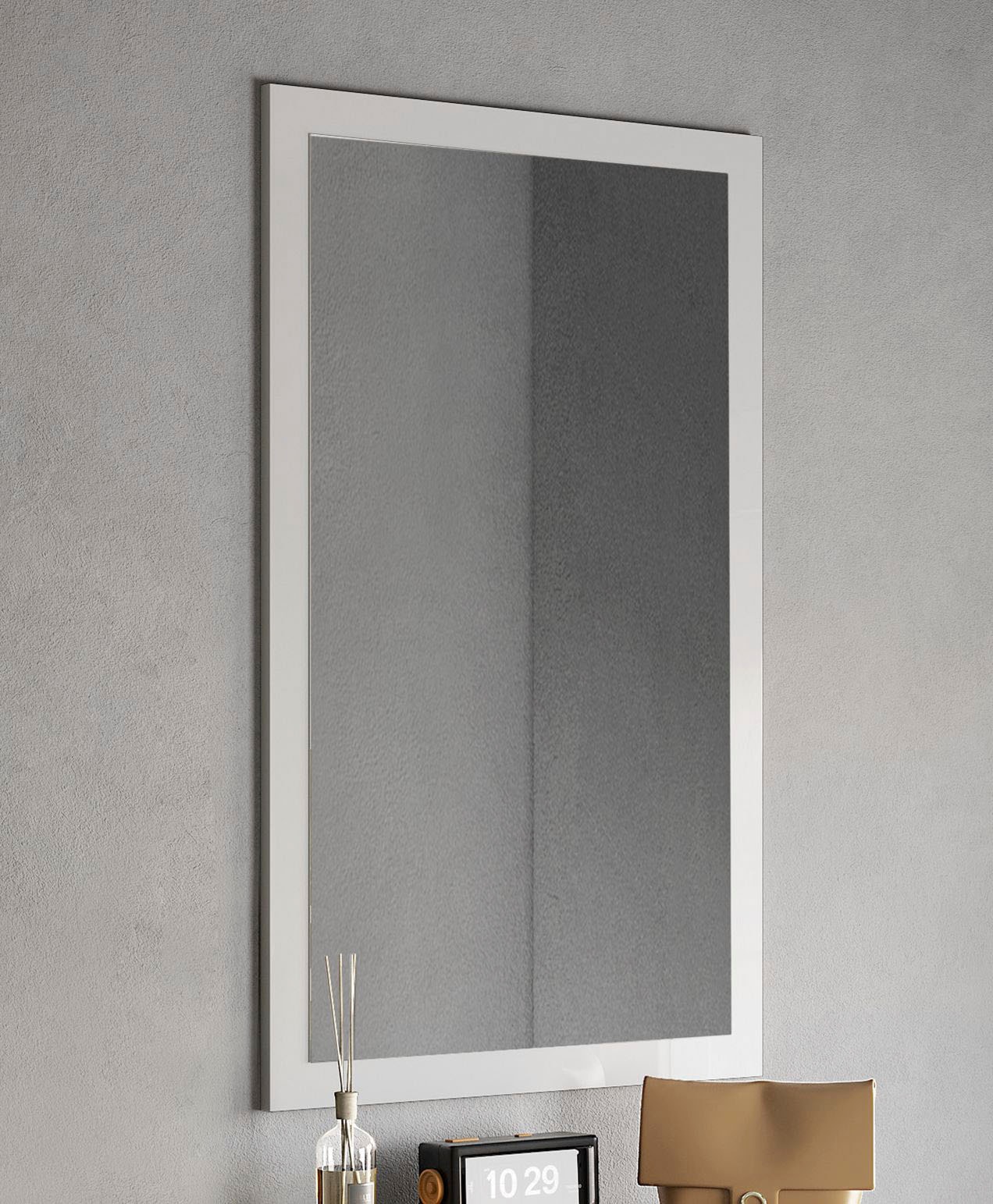 INOSIGN Garderobenspiegel »Breite x Höhe: 110 x 68 cm, mit Rahmen Weiss Hochglanz Lack«, passend zur Garderobe Smile + Hamburg, längs u. quer hängen