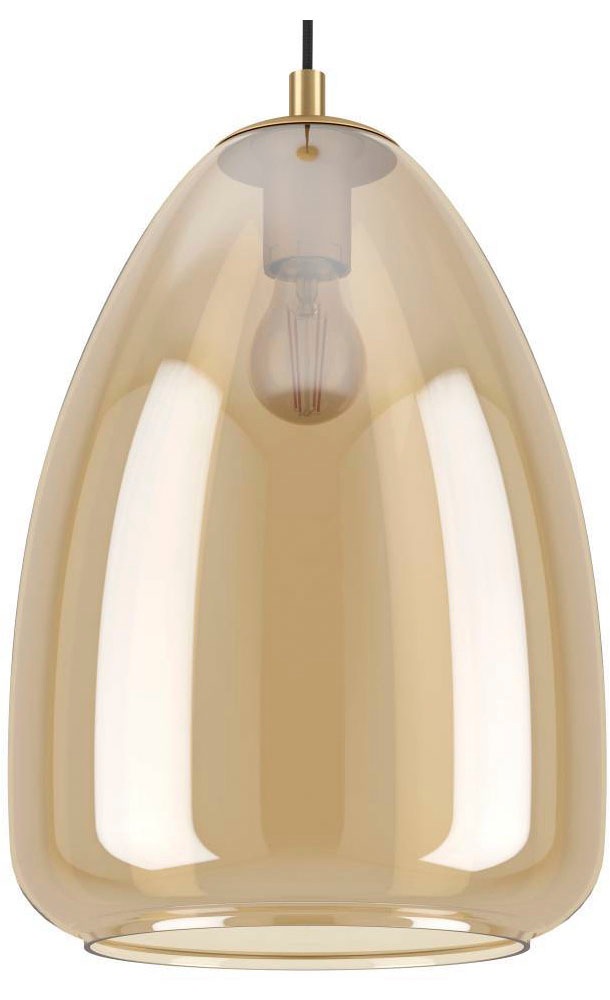 EGLO Hängeleuchte »ALOBRASE Pendellampe, Stahl und Glas, Esstischlampe, E27, IP20, Lampe«, 1 flammig, Leuchtmittel E27 | ohne Leuchtmittel, Elegante Hängelampe für Esszimmer, Küche oder Wohnzimmer