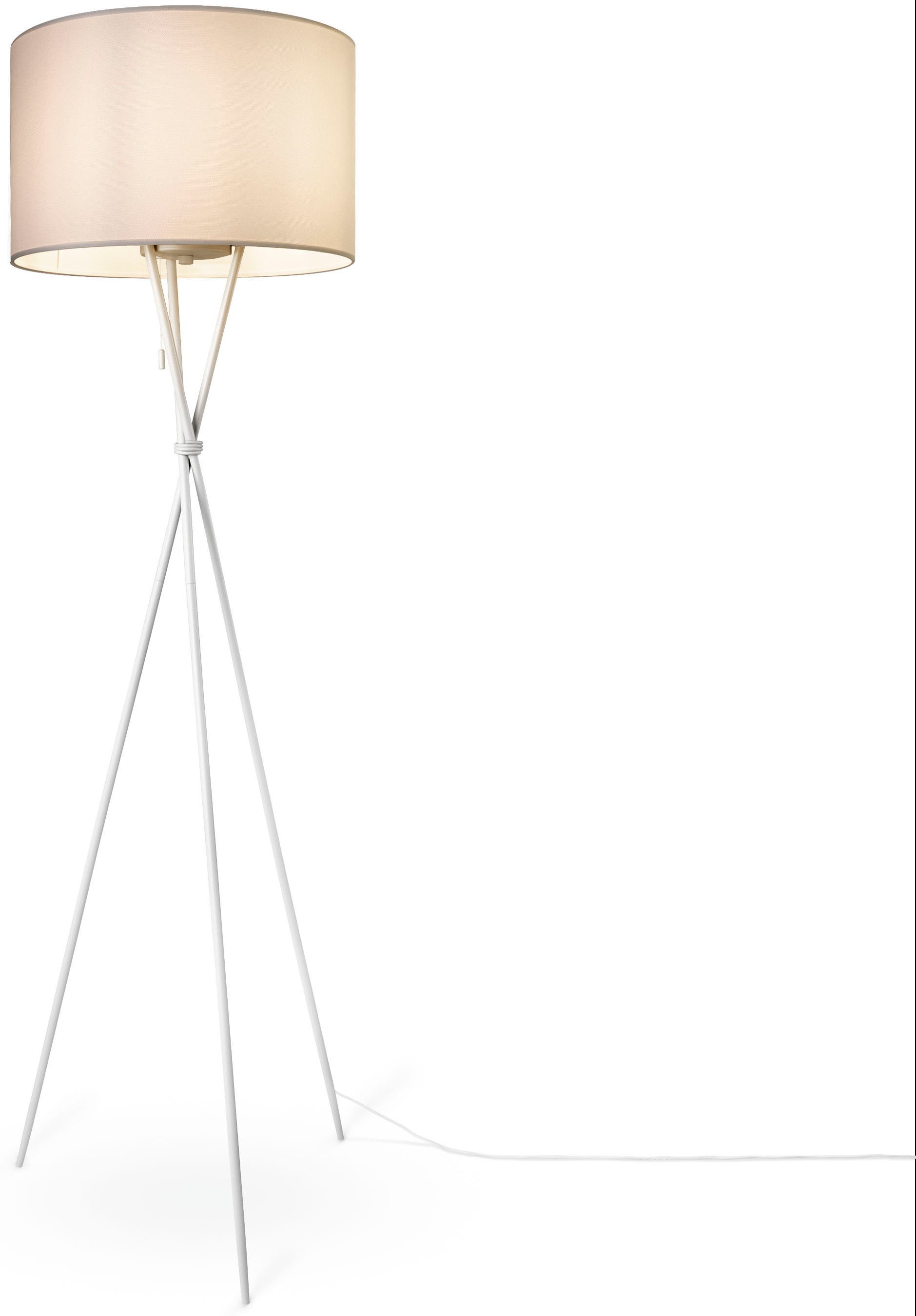 Paco Home Stehlampe »KATE CANVAS UNI COLOR«, Leuchtmittel E27 | ohne Leuchtmittel, Wohnzimmer Dreibein Stoffschirmlampe Standleuchte Textil Schirm E27