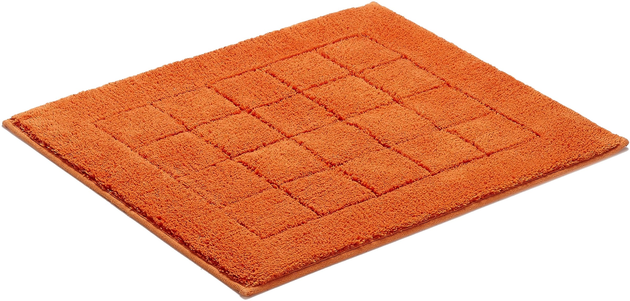 Vossen Badematte »Exclusive«, rutschhemmend beschichtet, fußbodenheizungsgeeignet, Badteppich, Uni-Farben, Karo Muster, Hoch-Tief Effekt, reine Baumwolle