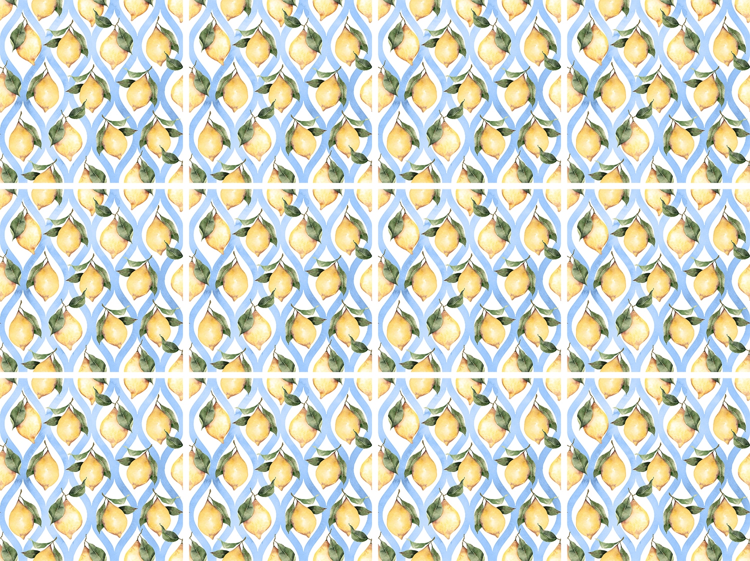 queence Fliesenaufkleber »Blau Weiße Zitronen«, (12 St.), selbstklebend, 12er Set