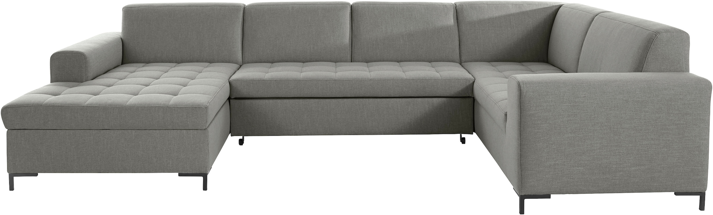 OTTO products Wohnlandschaft »Grazzo, aktuelle Steppung im Sitz, viel Platz, zeitlos, U-Form«, hochwertige Stoffe aus recyceltem Material, Steppung im Sitzbereich