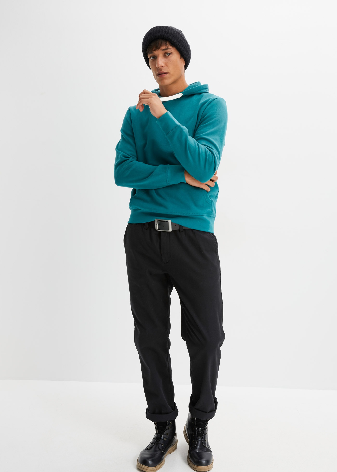 bonprix Hoodie »Hoodie aus reiner Baumwolle«, Regular Fit, mit Kängurutasche, weich angeraute Innenseite
