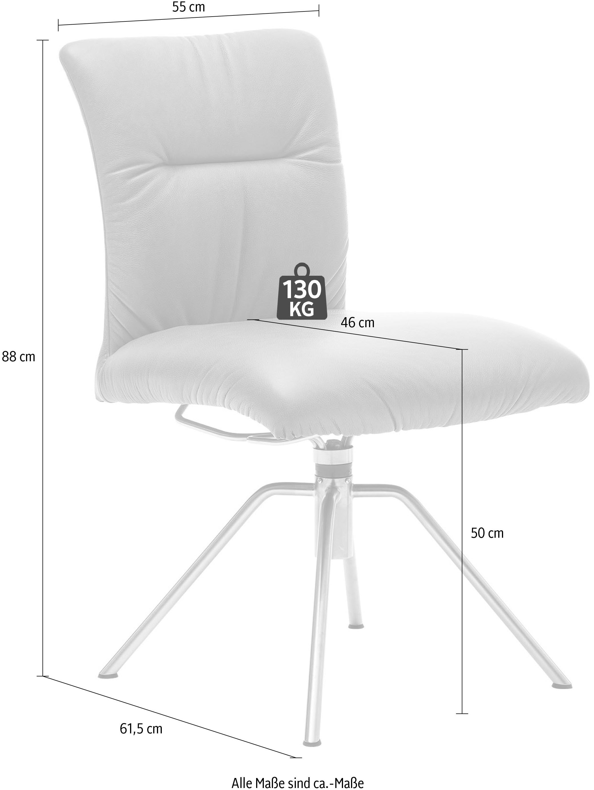 Musterring Polsterstuhl »Helmond 6600«, (Packung), 1 St., Echtleder, Gestell Edelstahl, drehbar, besonders leger gepolster, ohne Armlehne