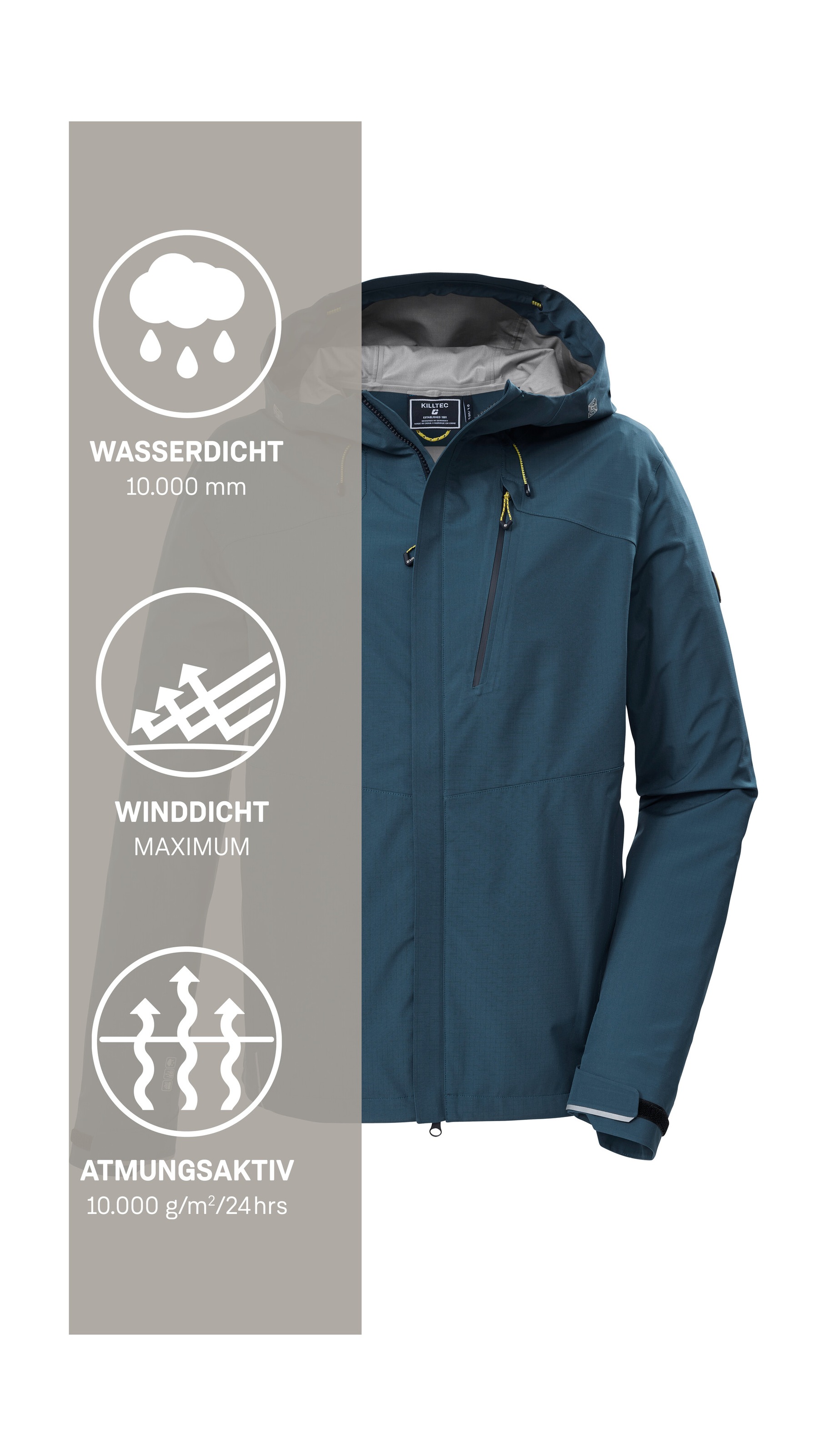 Killtec Funktionsjacke »KOS 27 MN JCKT« Leichte, wasserdichte, atmungsaktive 3-Lagen Funktionsjacke