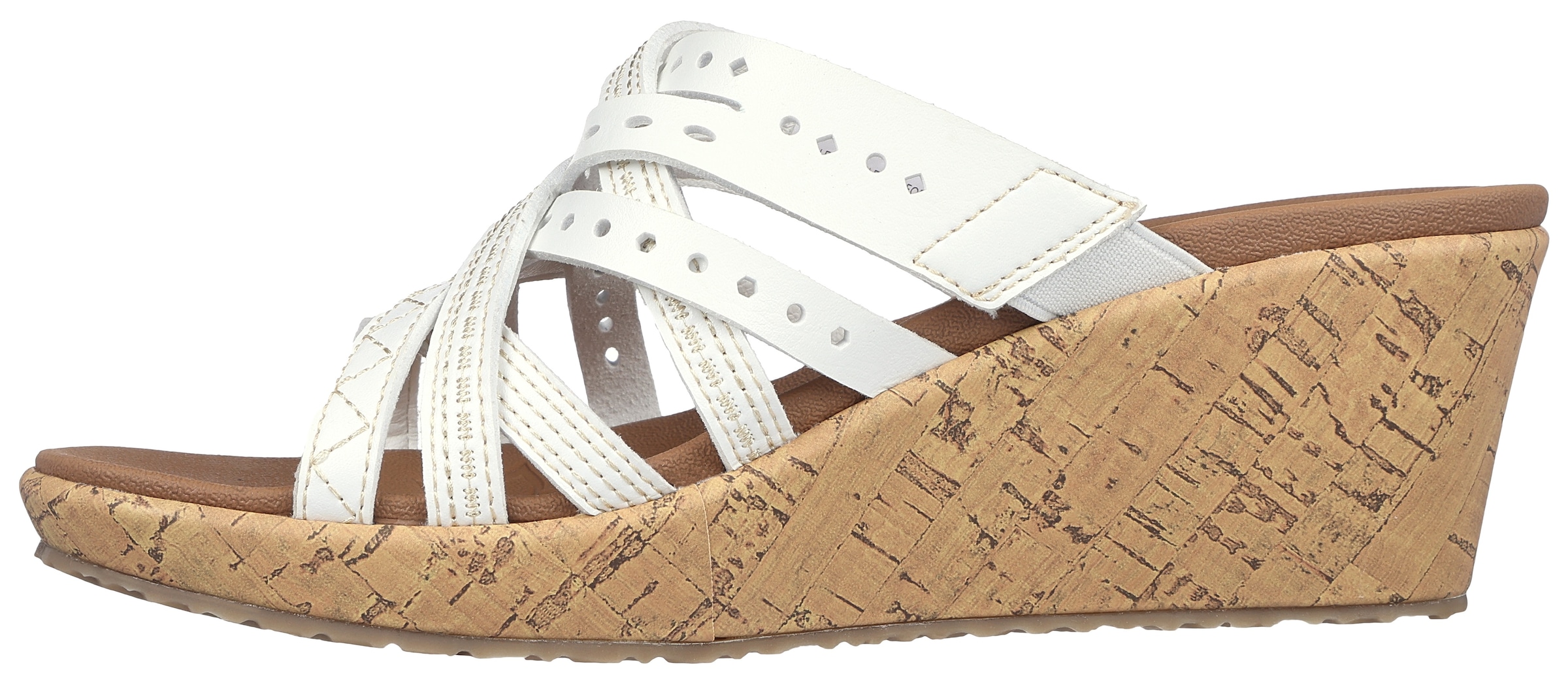 Skechers Pantolette »BEVERLEE-HOT SPRING«, Keilabsatz, Sommerschuh, Schlappen mit schönen Kontrastnähten