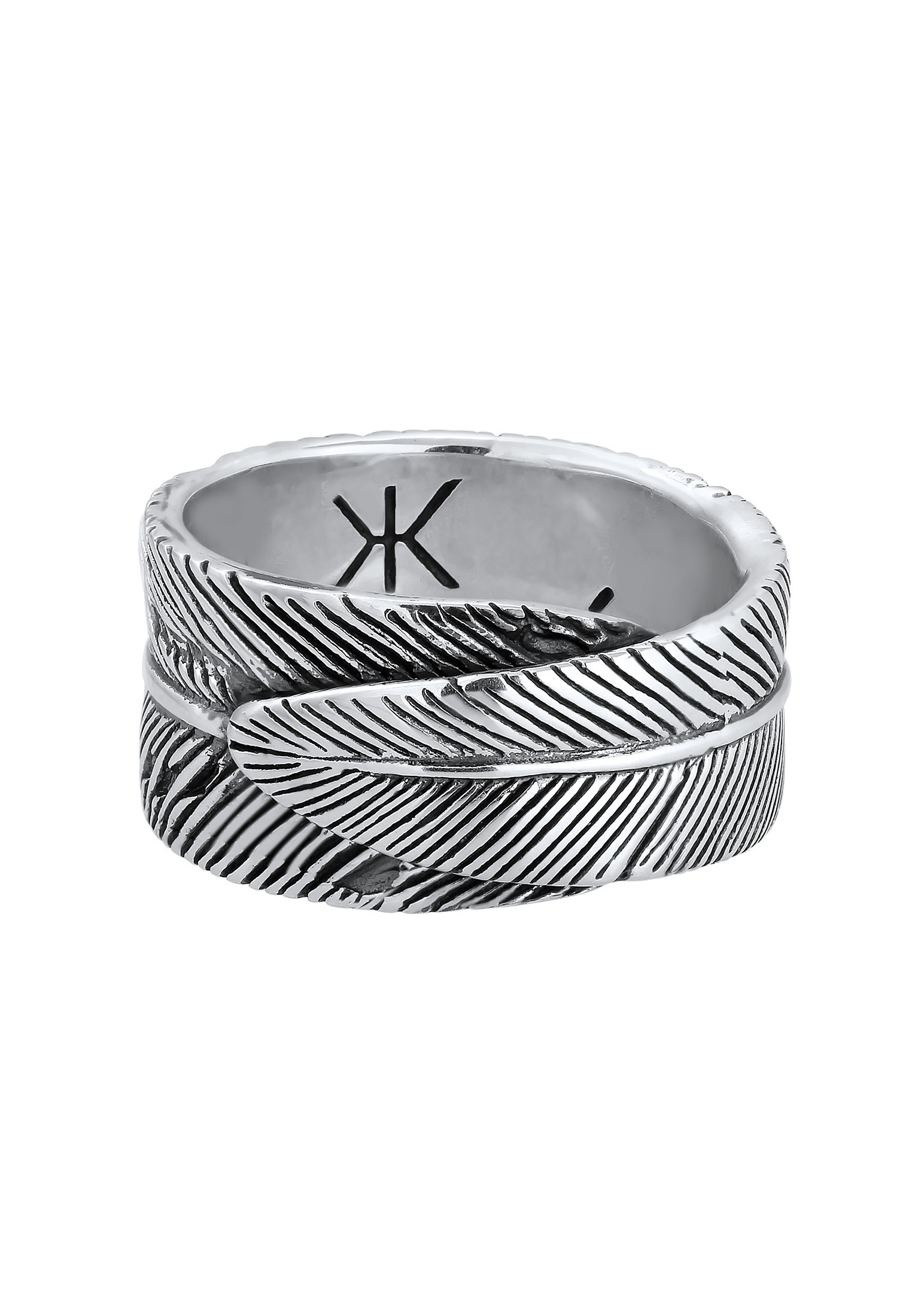 Kuzzoi Silberring »Ring Herren Feder Vintage Trend Massiv 925 Silber«