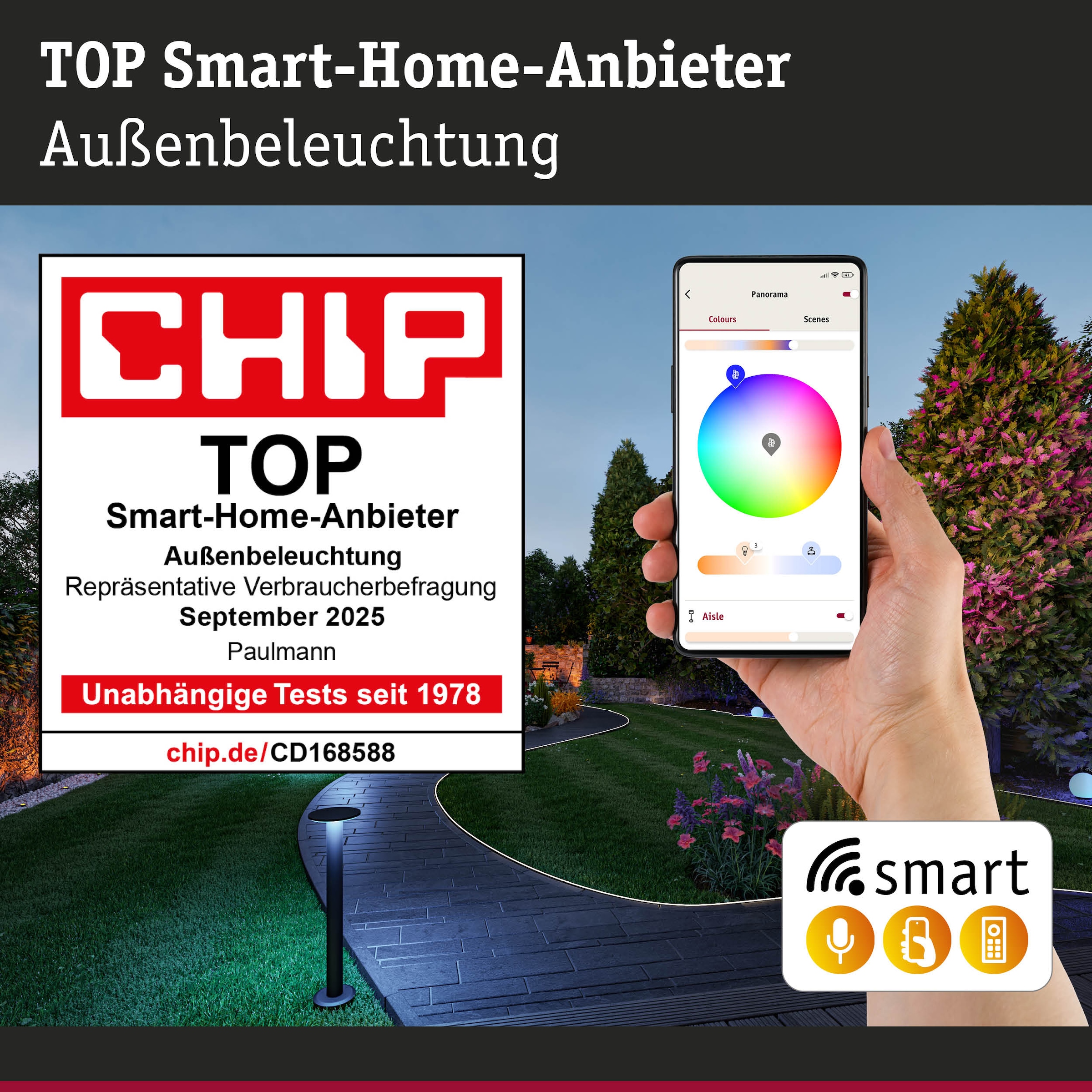 Paulmann LED Außen-Wandleuchte »Azalena IP44 250x97mm 8,5W 700lm 230V Kunststoff, Aluminium« 1 Stk. Warmweiß Smart Home Zigbee 3.0 Bewegungsmelder mit Hochfrequenz-Sensor