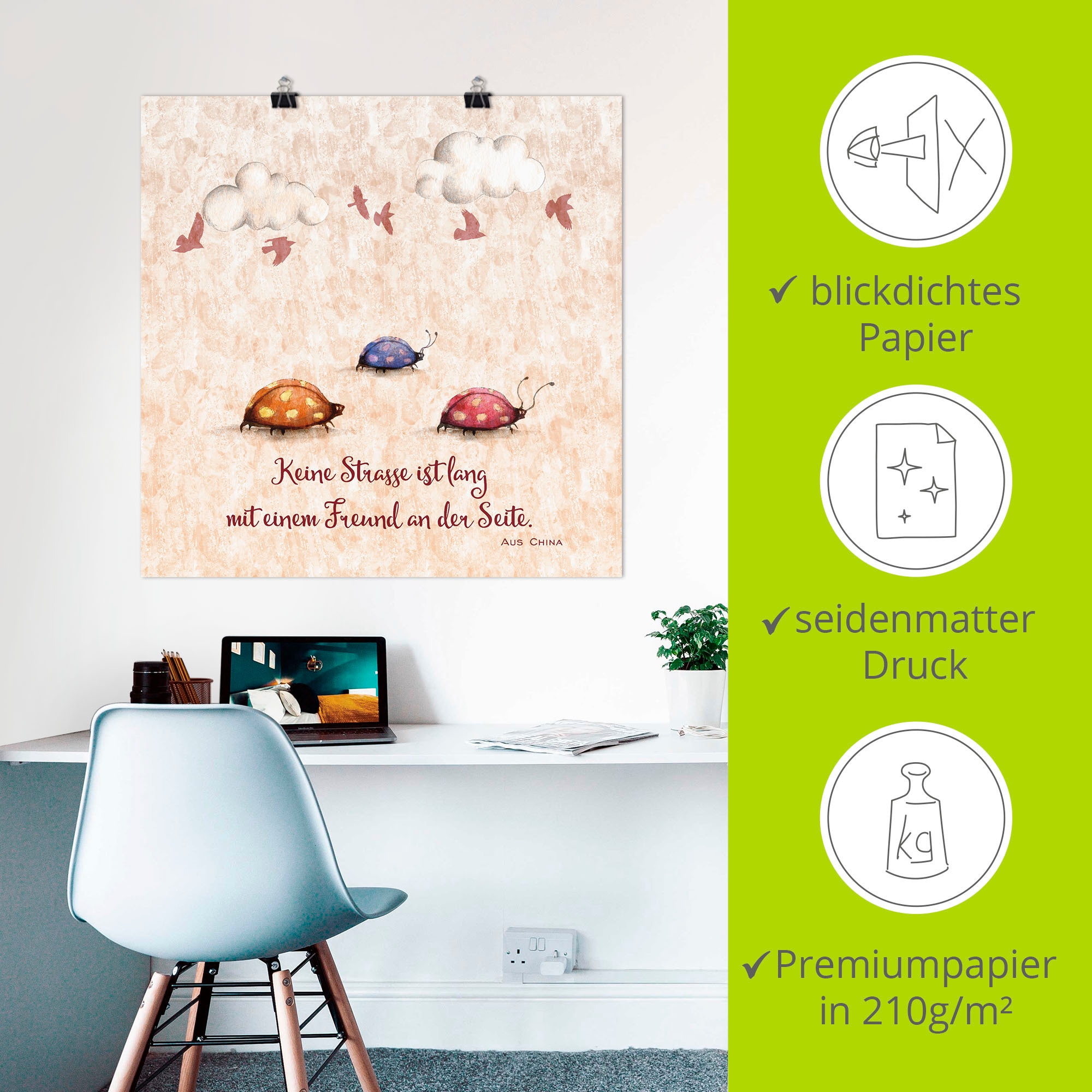 Artland Wandbild »Lebensweisheit Freunde«, Tiere, (1 St.), als Alubild, Outdoorbild, Leinwandbild, Poster, Wandaufkleber