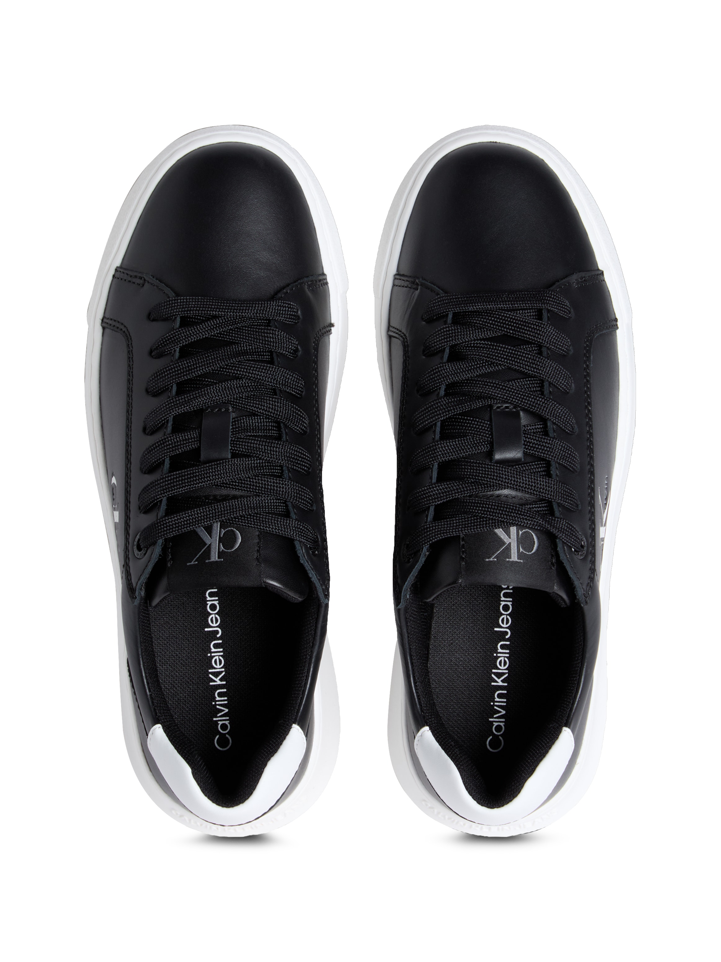 Calvin Klein Jeans Plateausneaker »CHUNKY CUPSOLE MONO LTH WN«, Schnürschuh, Halbschuh, Freizeitsneaker mit seitlichem CK-Logo