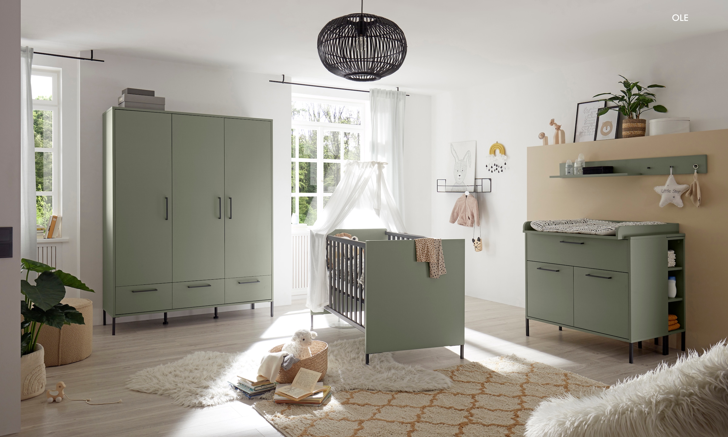 Mäusbacher Babybett, Metallfüße, Metallgriffe