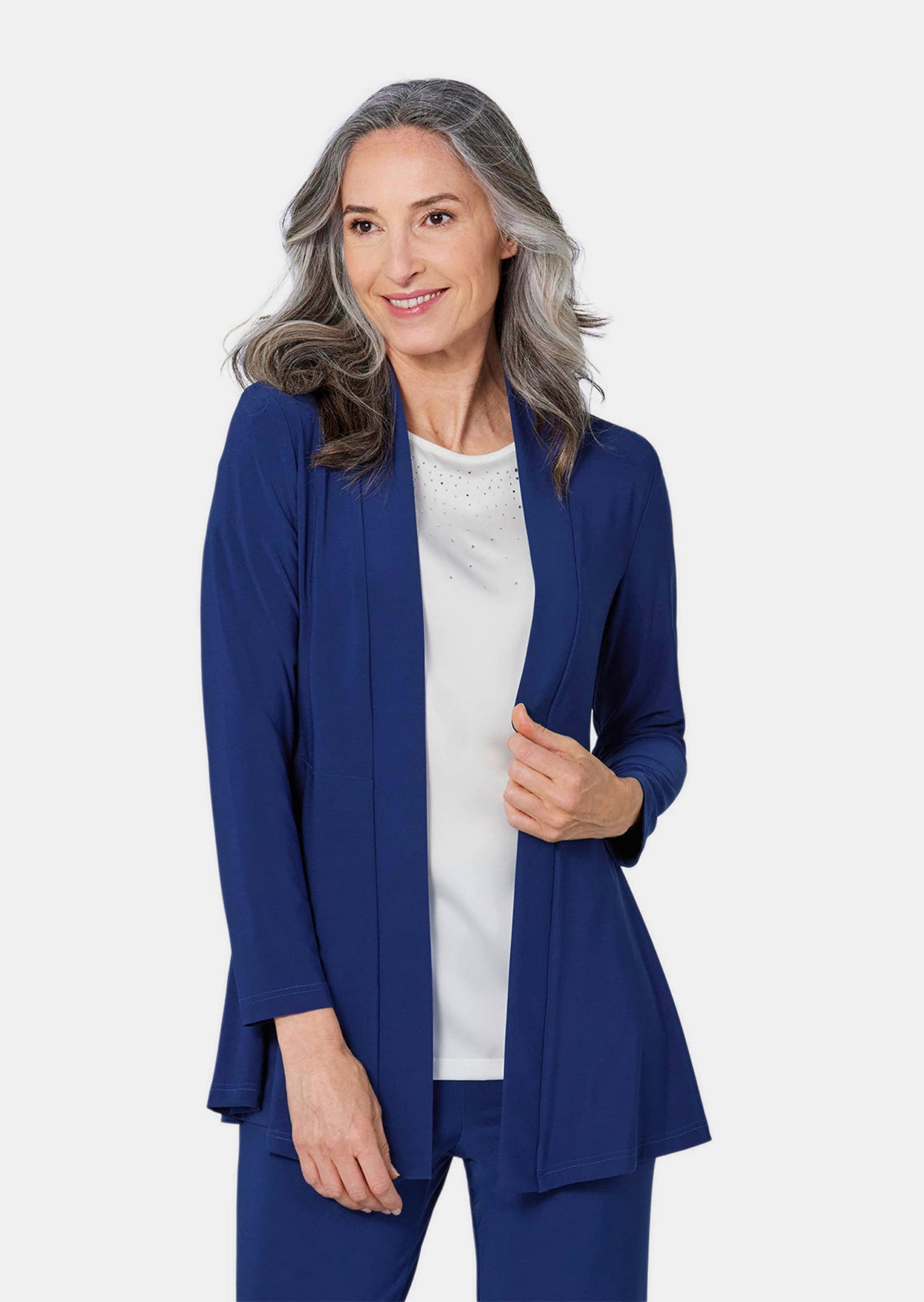 GOLDNER Sweatjacke »Leichte Shirtjacke lila mit Stretch«