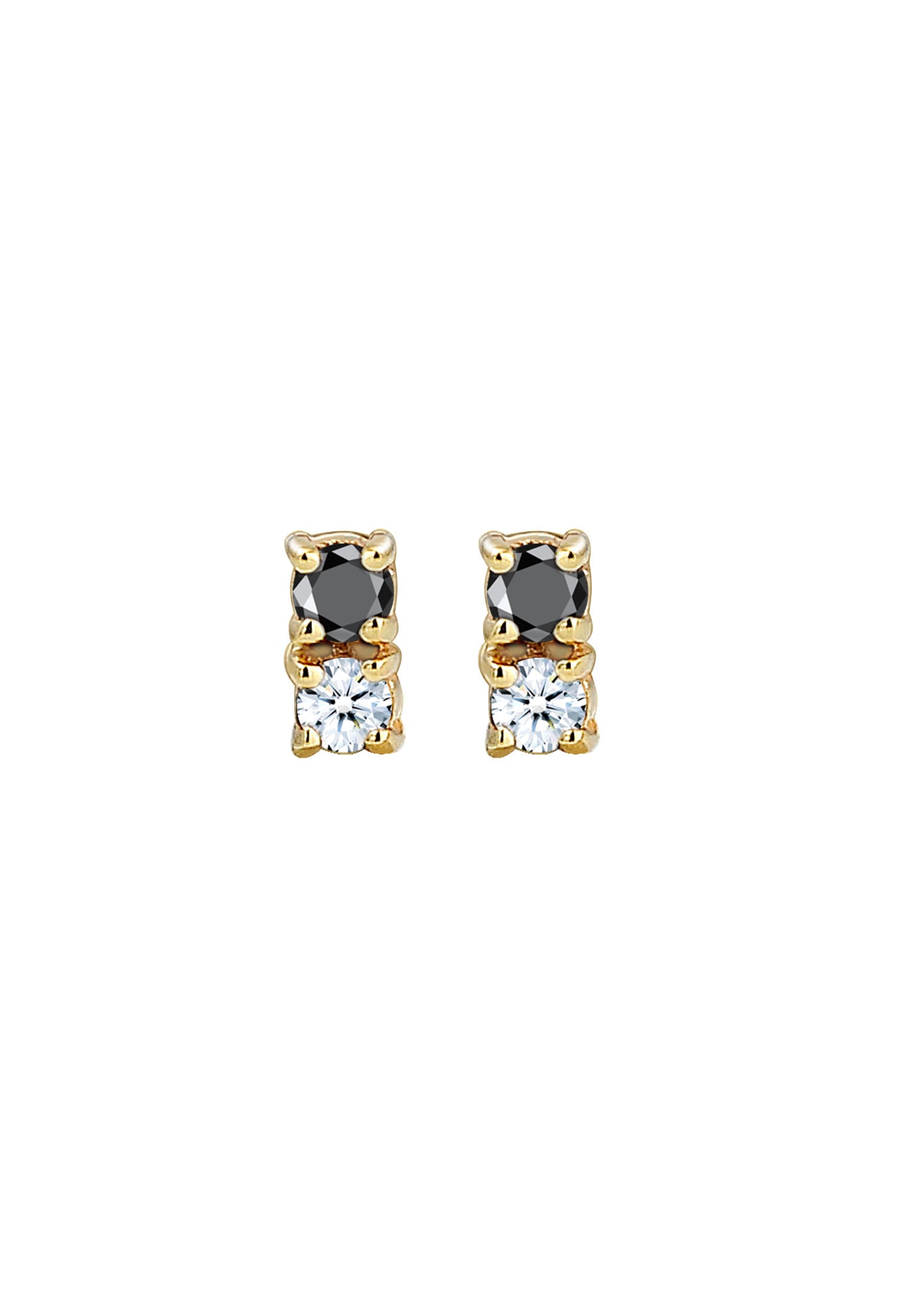 Elli DIAMONDS Paar Ohrstecker »Ohrringe Ohrstecker Bi-Color Schwarz Weiß Diamant (0.12 ct.) 375 Gold«