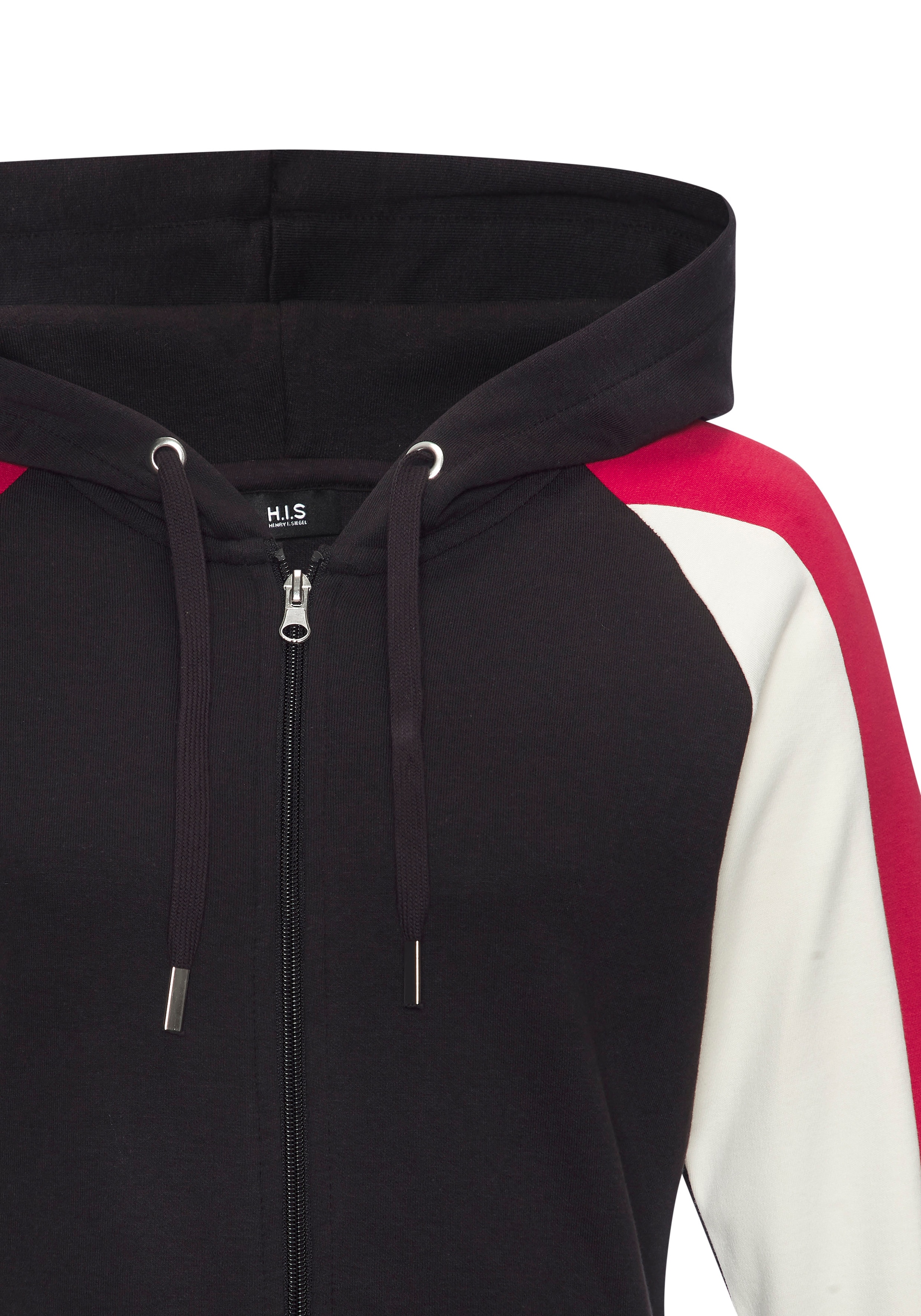 H.I.S Kapuzensweatjacke mit Colorblock Design am Ärmel