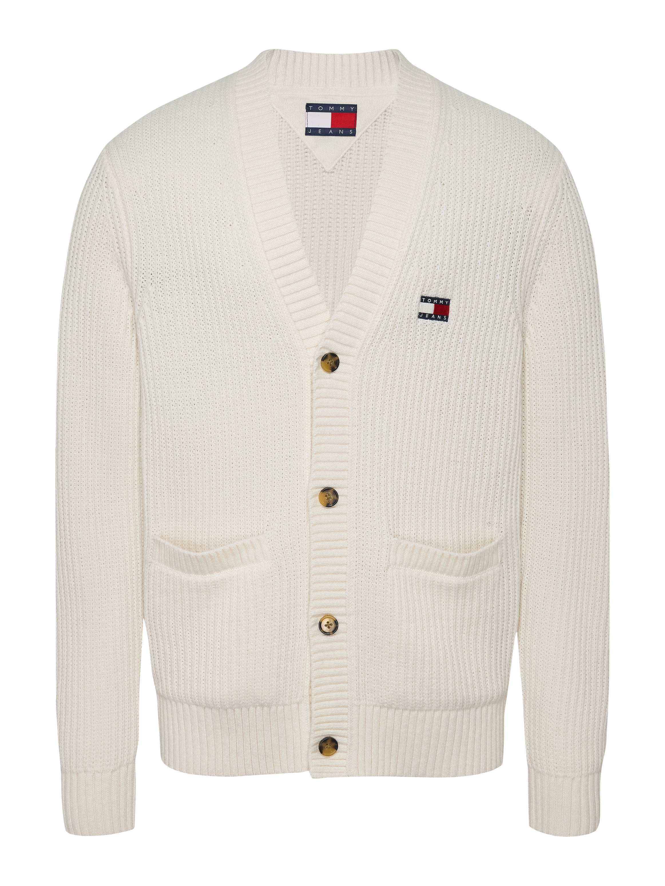 Tommy Jeans Cardigan »TJM REG JERSEY STITCH CARDI«, mit Logostickerei