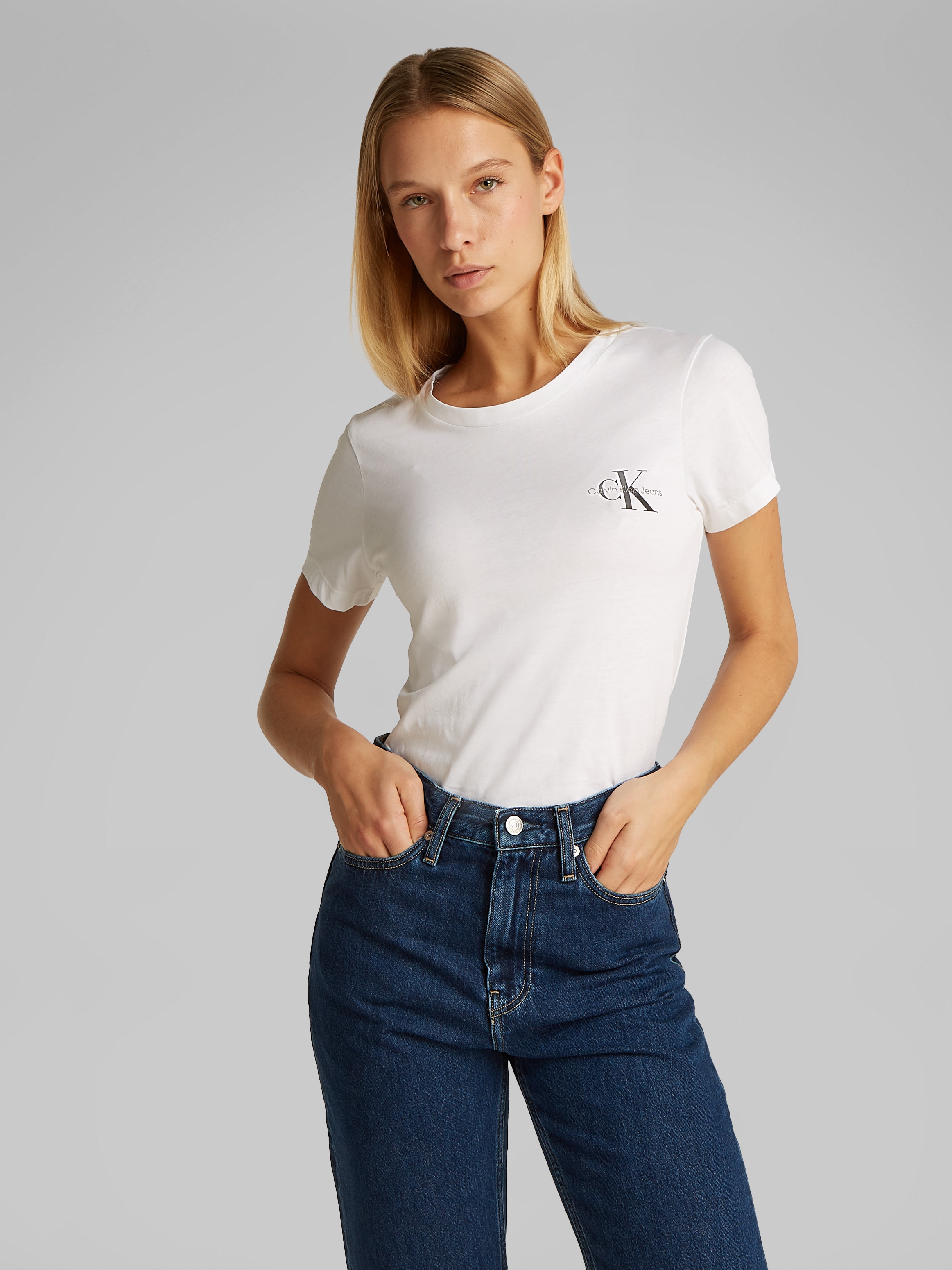 Calvin Klein Jeans Rundhalsshirt »2-PACK MONOLOGO SLIM TEE«, mit Calvin Klein Jeans Logoprint auf der Brust