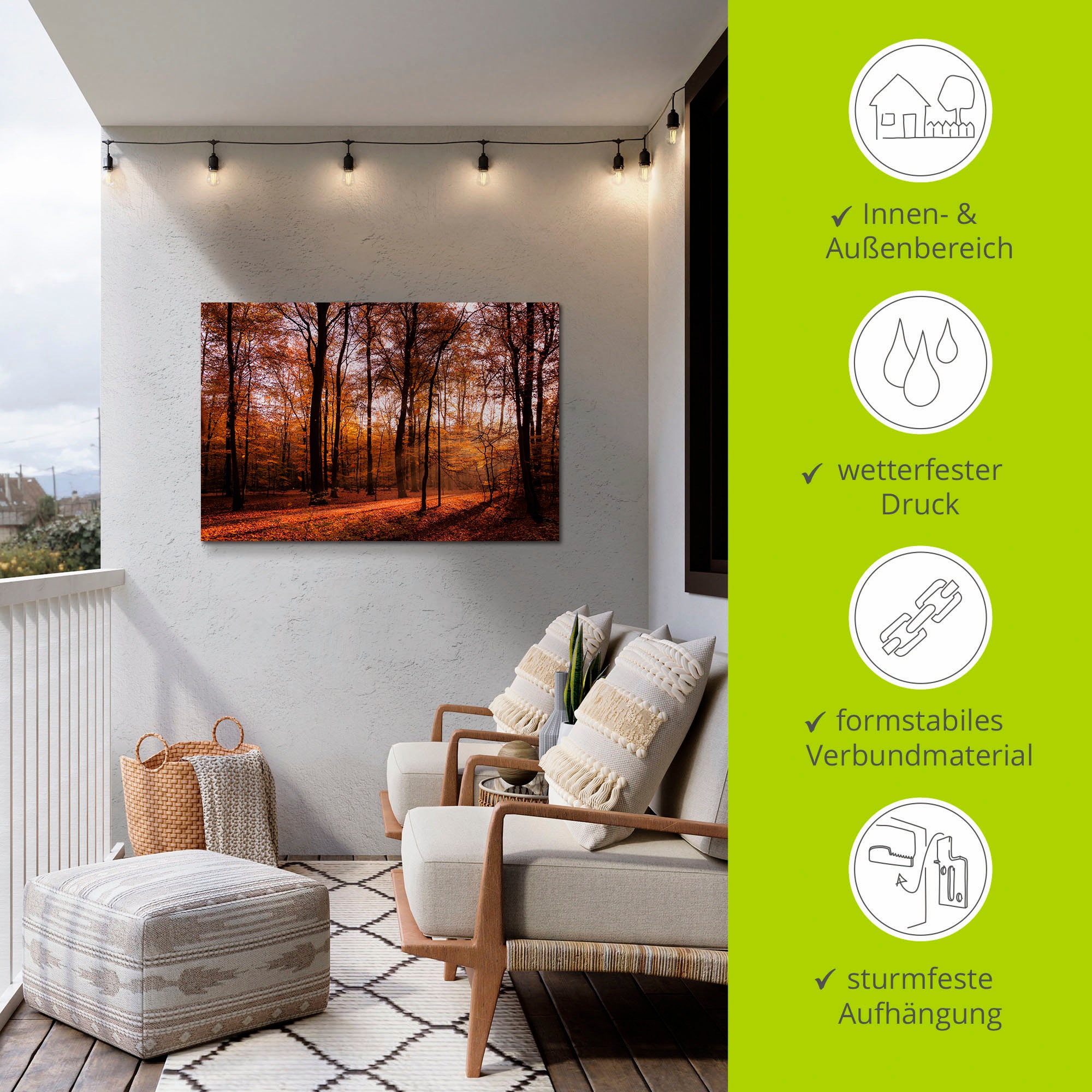 Artland Wandbild »Sonnenaufgang im Herbst II«, Wald, (1 St.), als Alubild, Outdoorbild, Leinwandbild, Poster, Wandaufkleber