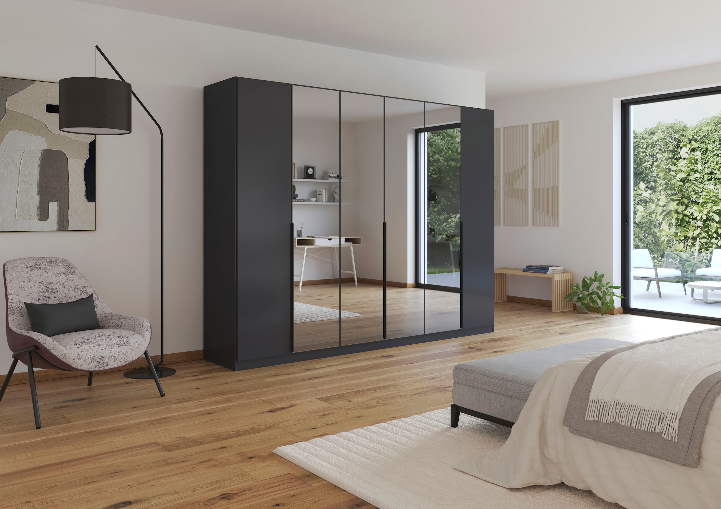 INOSIGN BY RAUCH Drehtürenschrank »Ferris Schrank Breite 2,10m BESTSELLER Schlafzimmerschrank«, Kleiderschrank mit Spiegel in den Ausführungen BASIC/CLASSIC/PREMIUM