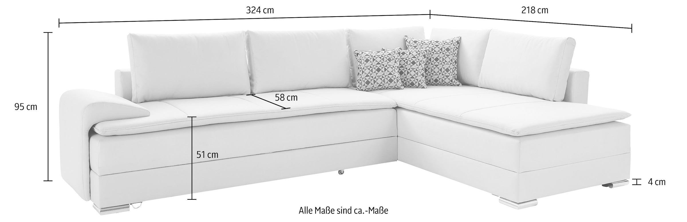 INOSIGN Ecksofa »Night & OTTO bei mit Bettfunktion 180 Day«, Dauerschlaffunktion cm