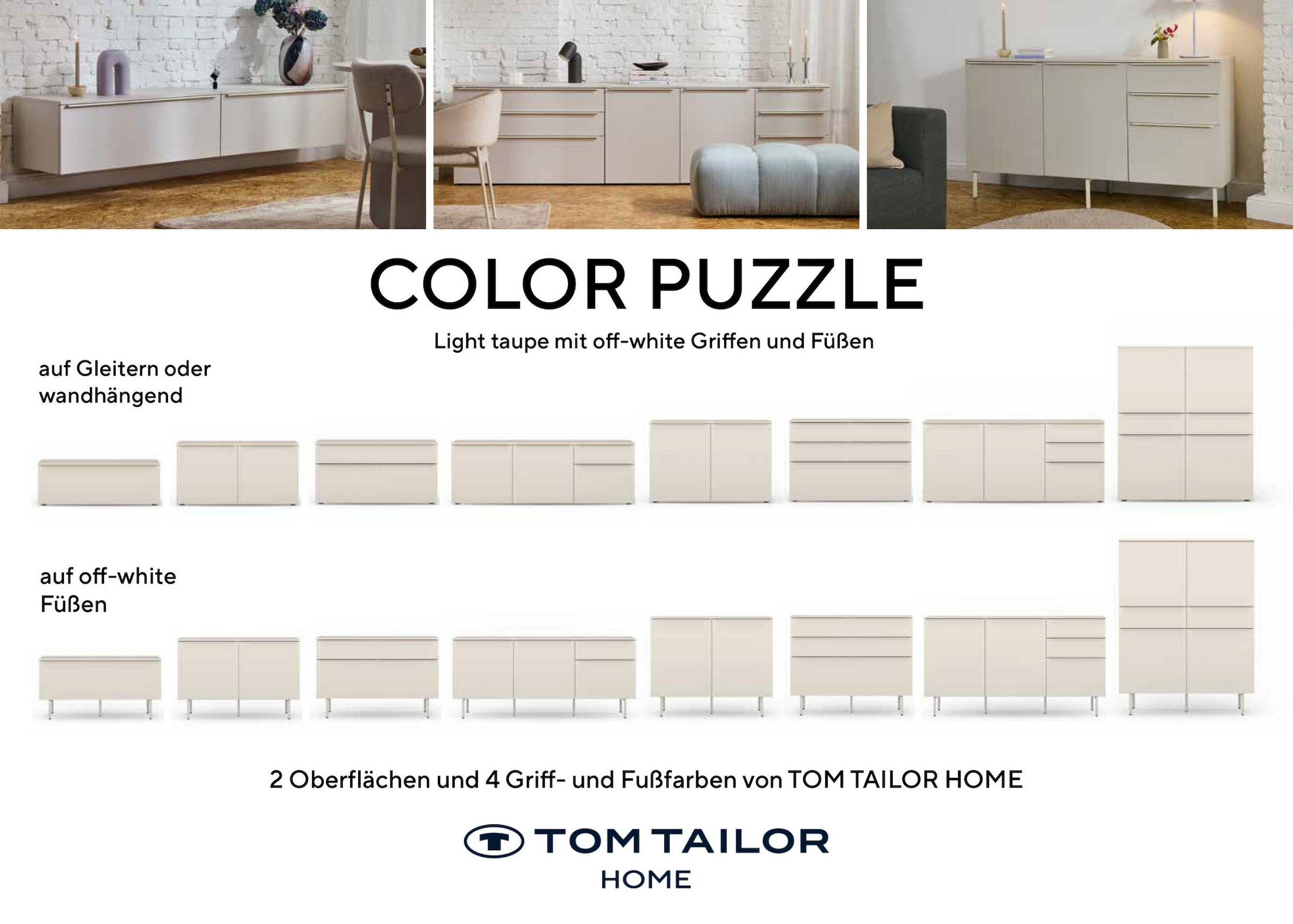 TOM TAILOR HOME Sideboard Lowboard, Breite 165 cm,3 Türen,1 Schublade, viel Stauraum