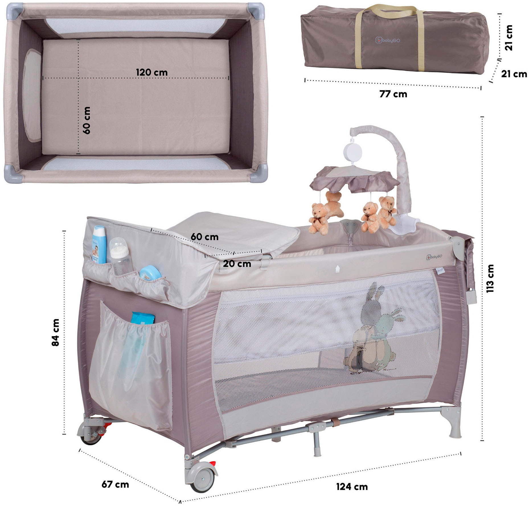 BabyGo »Sleeper Deluxe, beige« mit Musik-Mobile