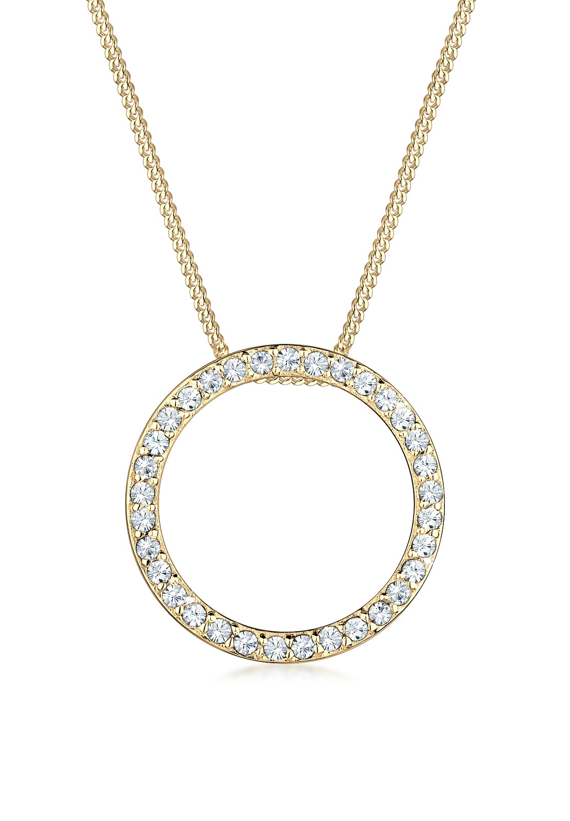 Elli Silberkette »Halskette Kreis 925 Silber^, mit Kristallen von Swarovski®«