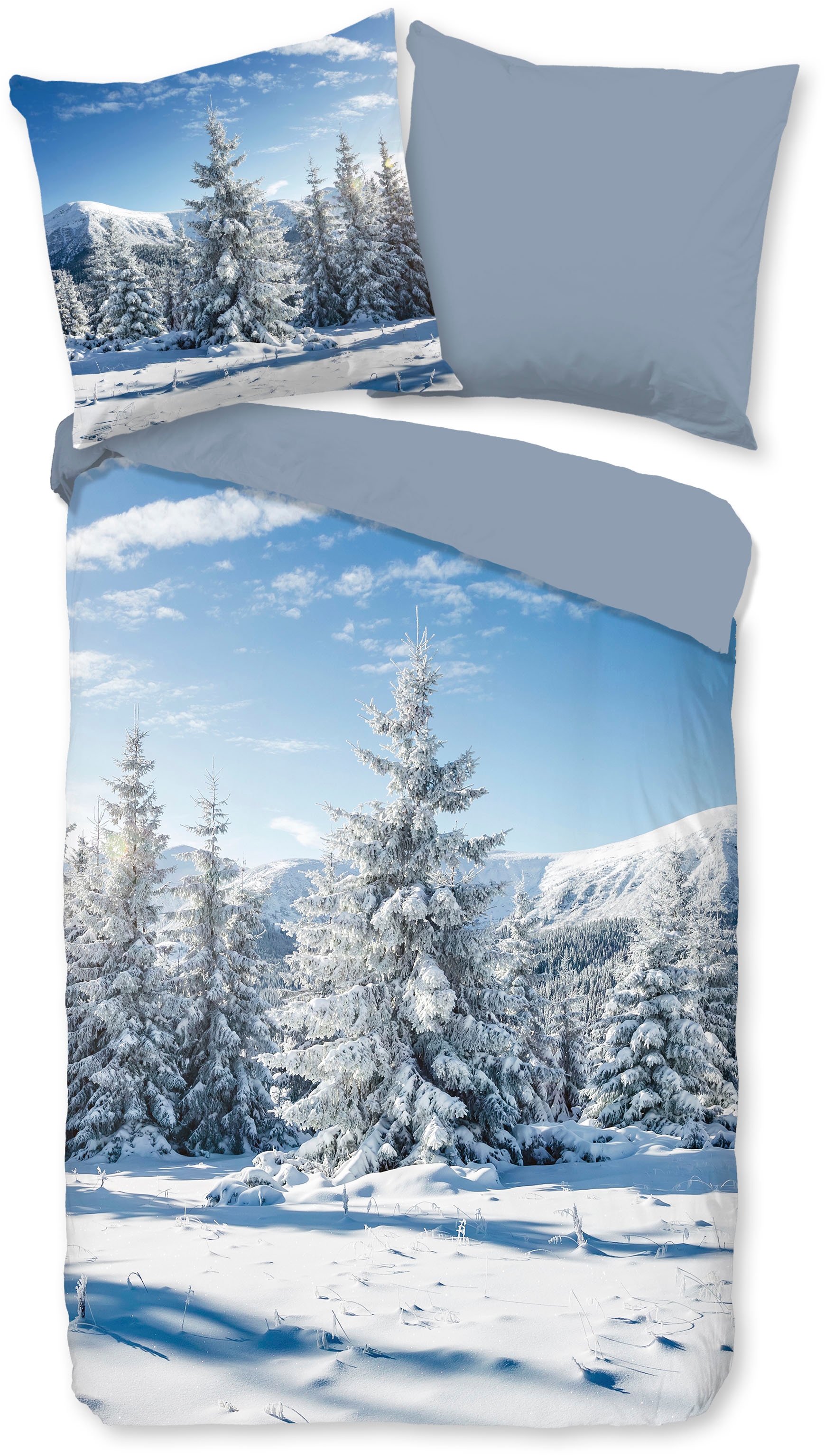 good morning Wendebettwäsche »Albert« 2 Stk. tlg. Flanell, Biber, Winter, Warm, Reißverschluss, Wendeoptik, Schnee