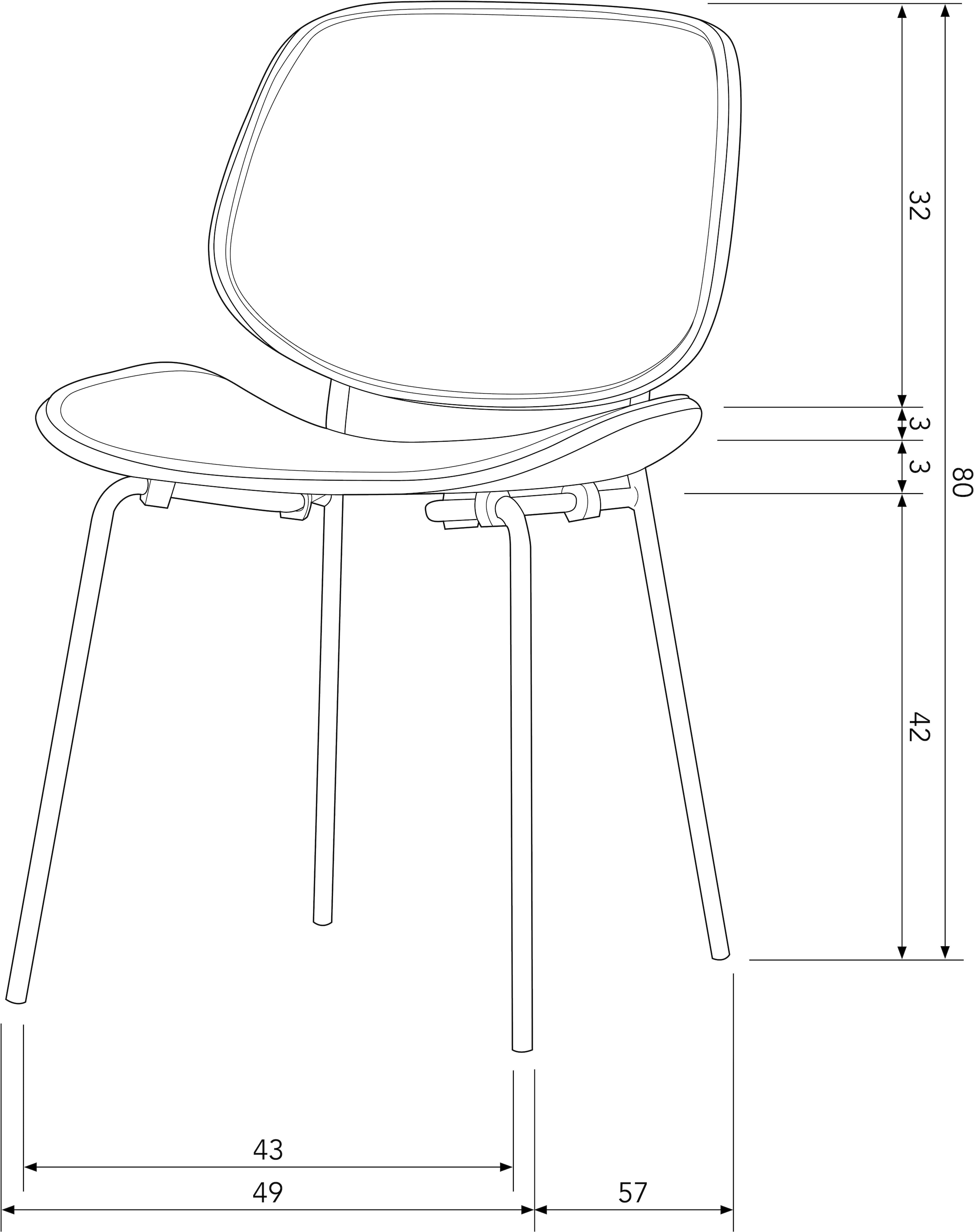 WOOOD Esszimmerstuhl »Close In mit Kunstleder-Bezug und Metallgestell B 49 x T 57 x H 80 cm« (Set) 2 Stk.Pulverbeschichtetes gestell, Tragkraft 150 kg, Lieferung im Zweierpack
