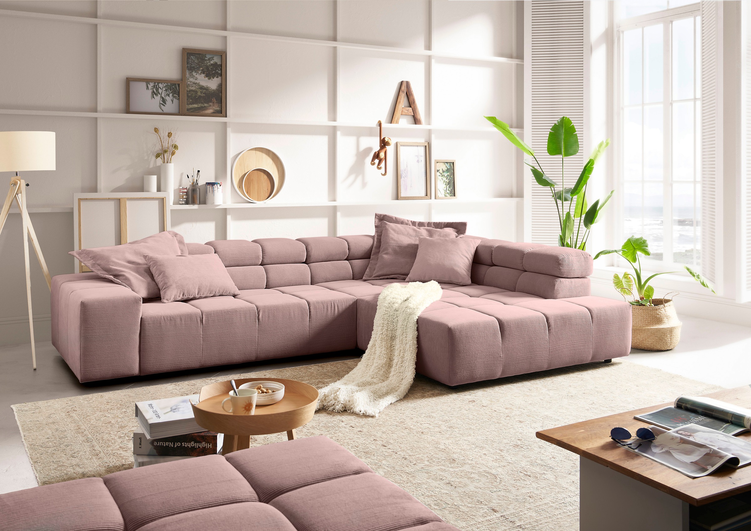Home affaire Ecksofa »Ancona incl. Kopfteilverstellung, OTTOs Choice, Breite 319cm, L-Form« wahlweise motorische Sitztiefenverstellung, auch in Cord + Easy Care