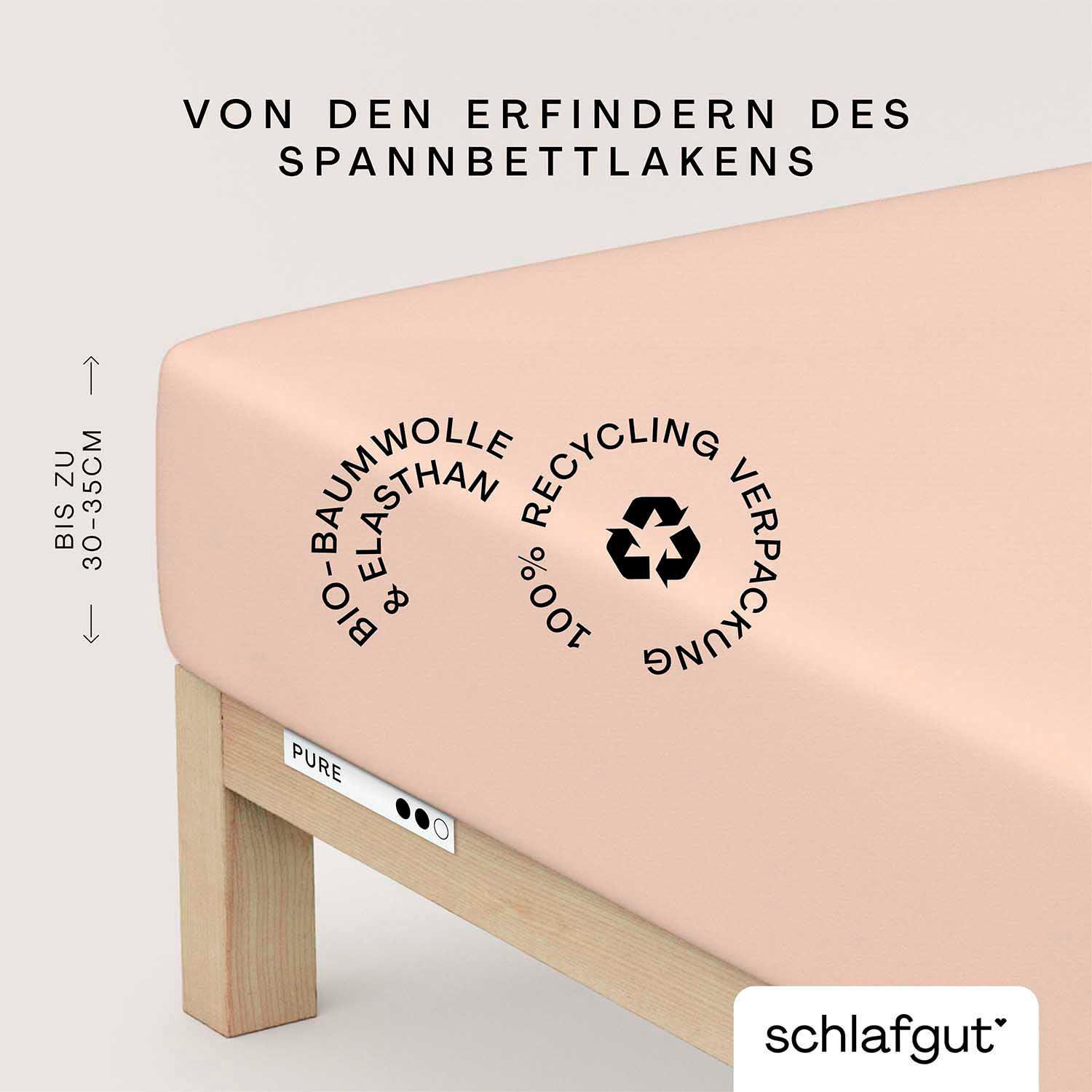 Schlafgut Spannbettlaken »PURE Bio-Baumwolle mit Elasthan, dehnbar blickdicht, straff, Bettlaken«, PREMIUM Laken für Matratzen bis 30cm Höhe, in 90x200, 140x200, 180x200