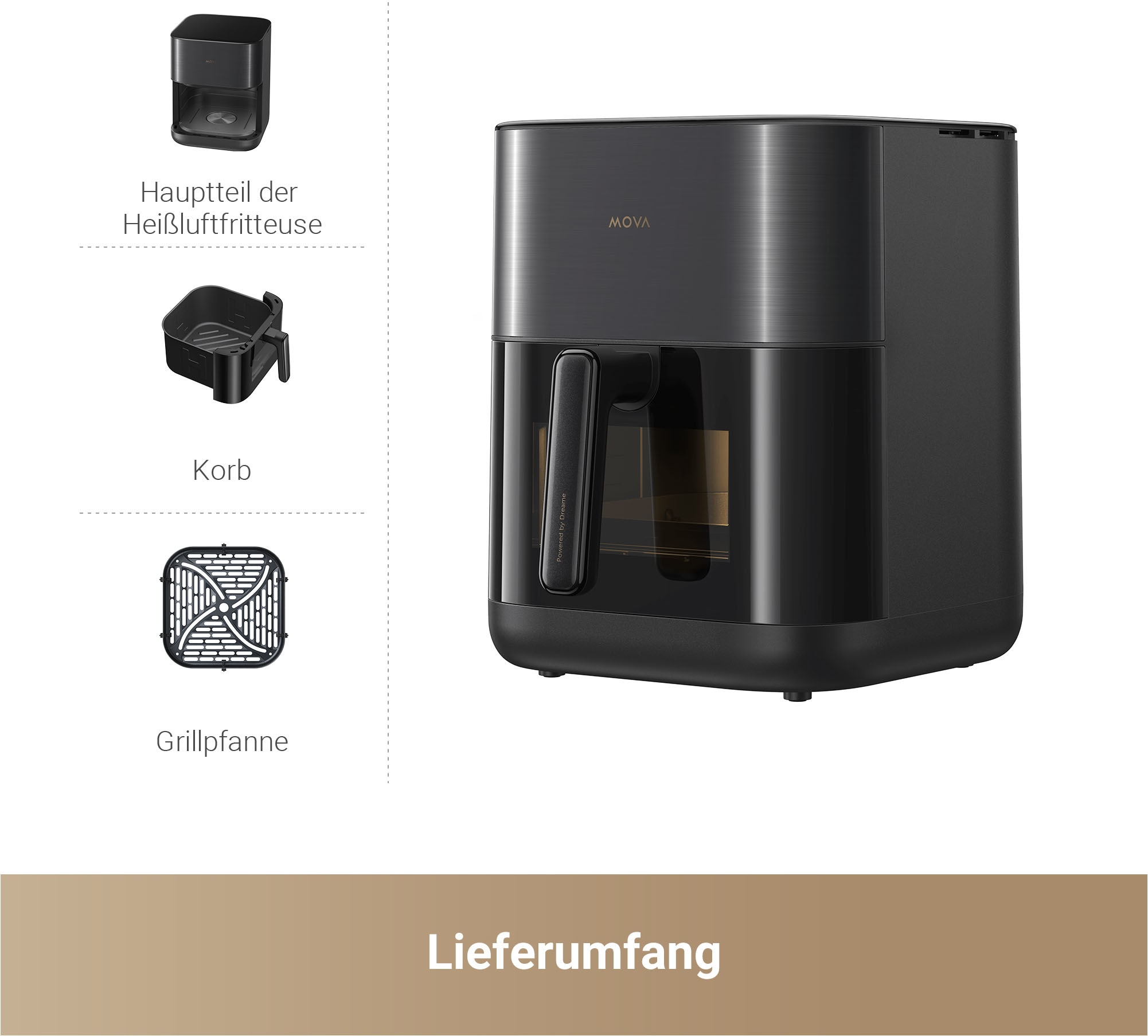 Dreame Heißluftfritteuse »Mova AeroChef FD10 Pro«, 1800 W, Fassungsvermögen 6 l