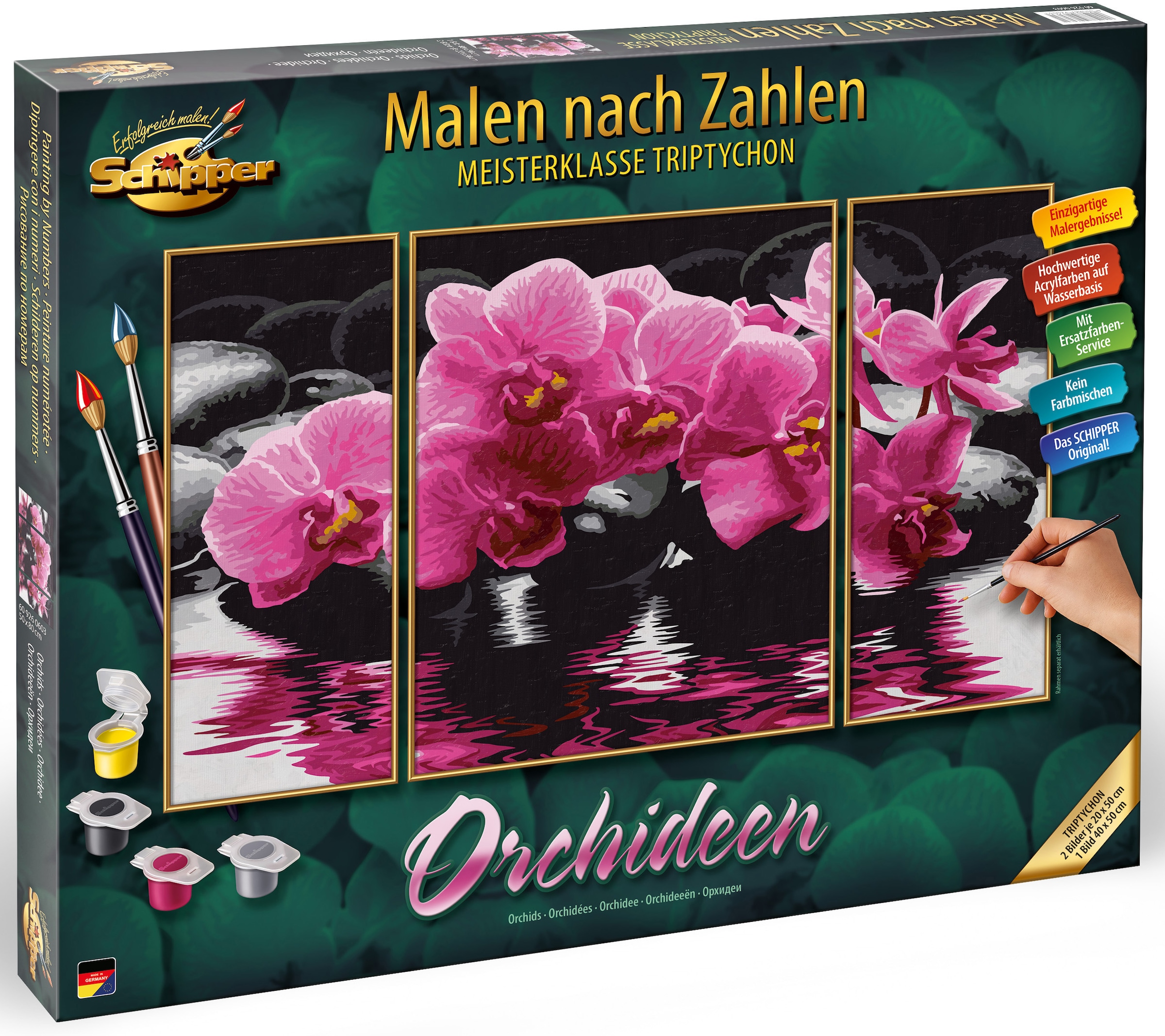 Schipper Malen nach Zahlen »Meisterklasse Triptychon - Orchideen«, Made in Germany