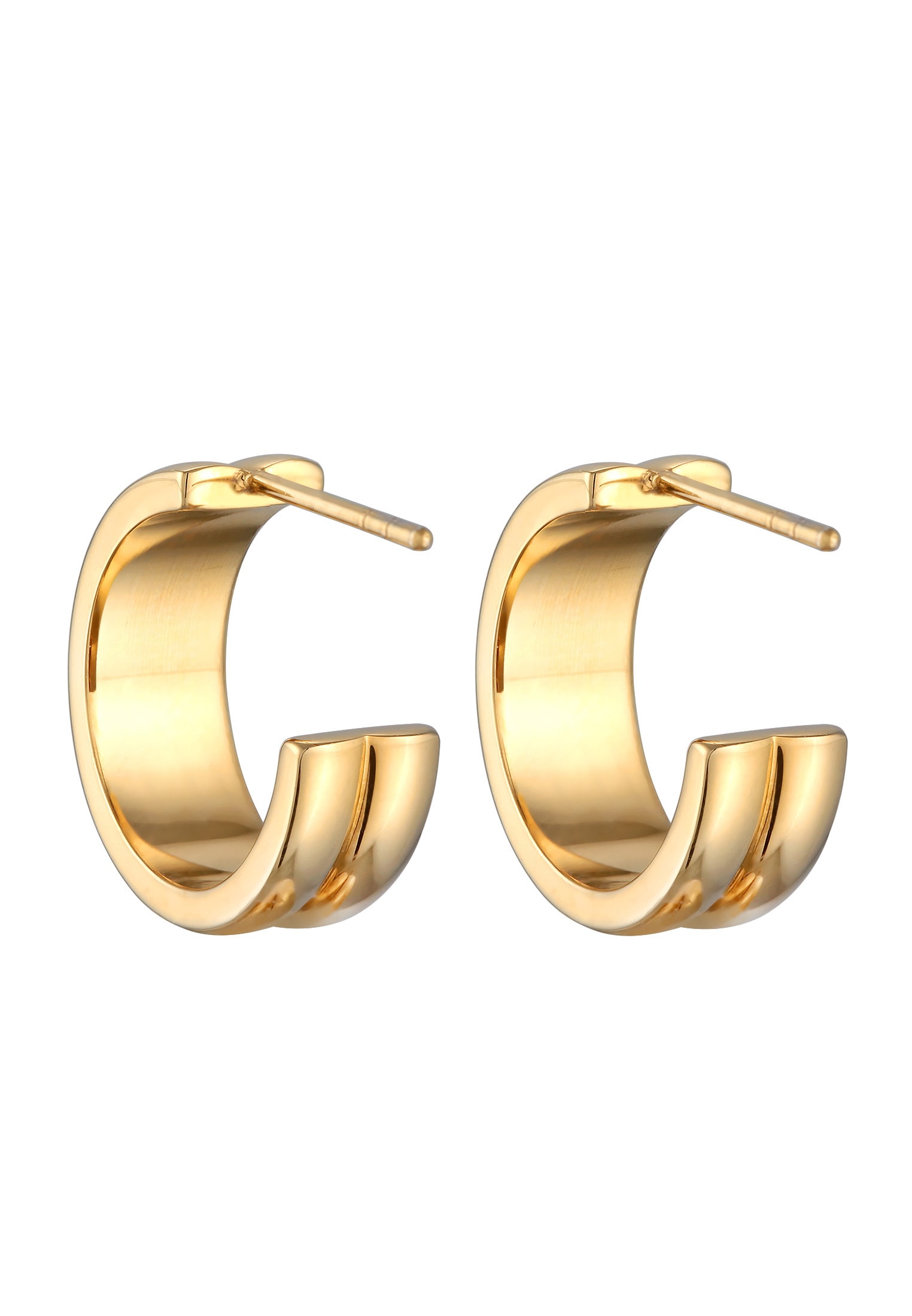Elli Paar Ohrstecker »Ohrringe Creolen Stecker Rillen Design Modern Goldfarben«