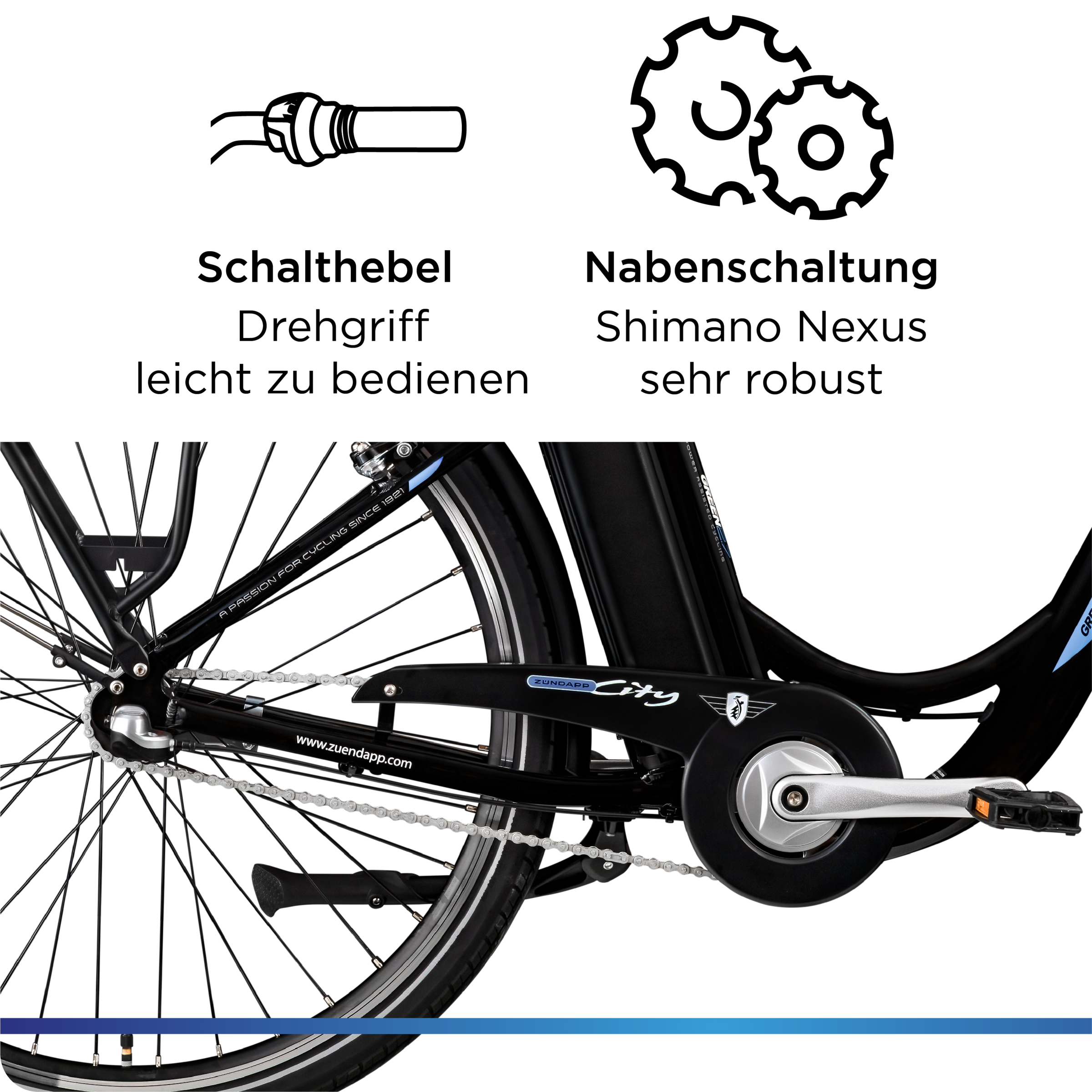 Zündapp »Green 2.7« 3 Gang Shimano Nexus Schaltwerk Nabenschaltung Frontmotor 250 W Pedelec, Elektrofahrrad für Damen u. Herren