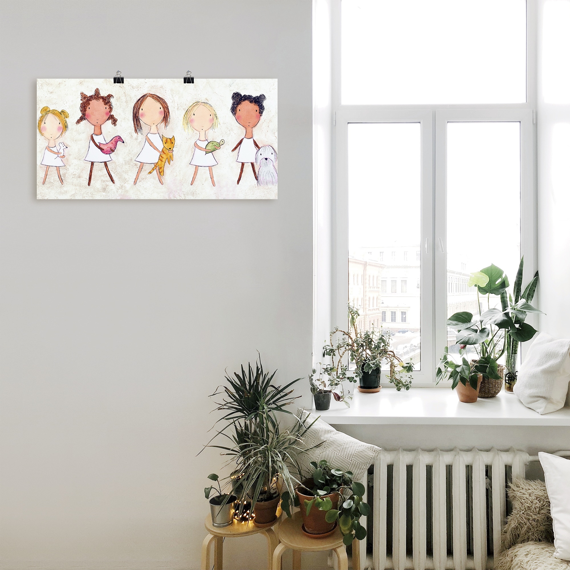 Artland Wandbild »Mädchen mit in Leinwandbild, Wandaufkleber Poster Alubild, (1 online Tieren«, als St.), Kinder, OTTO oder bei Größen versch