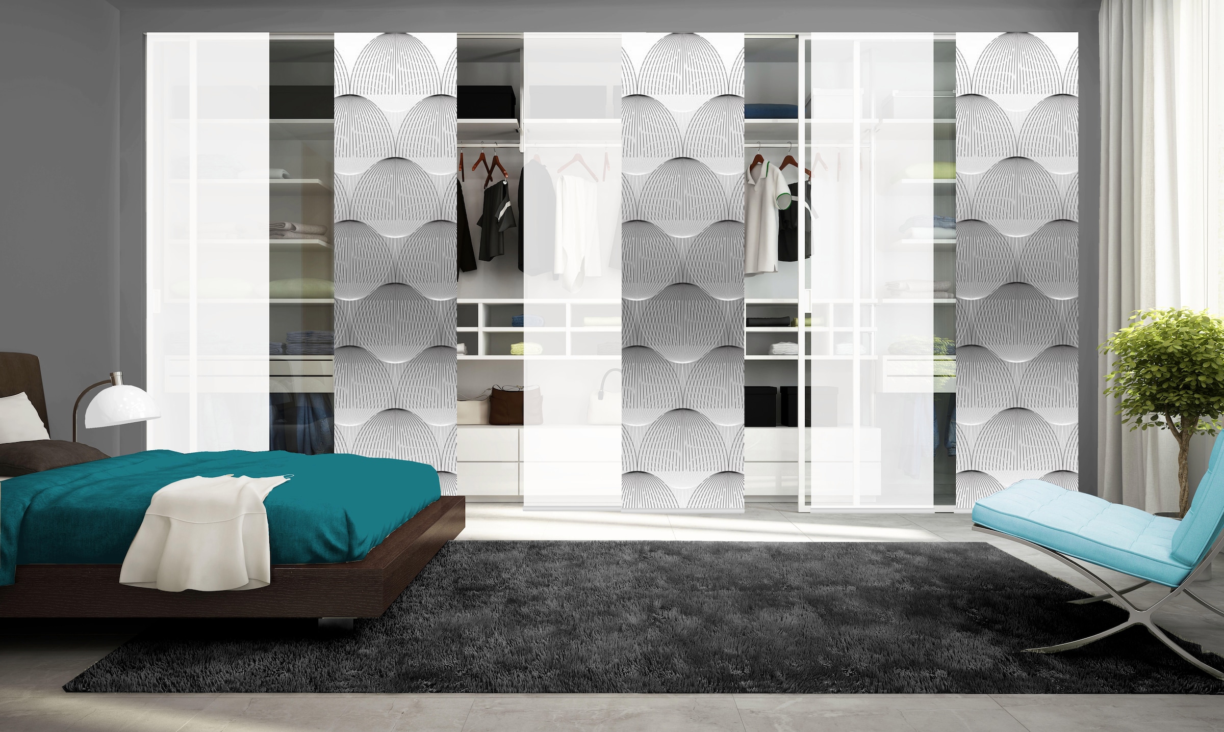 HOME WOHNIDEEN Schiebegardine »BENARIS« Klettband 6 Stk. tlg. HxB: 245x60, inkl. Befestigungszubehör